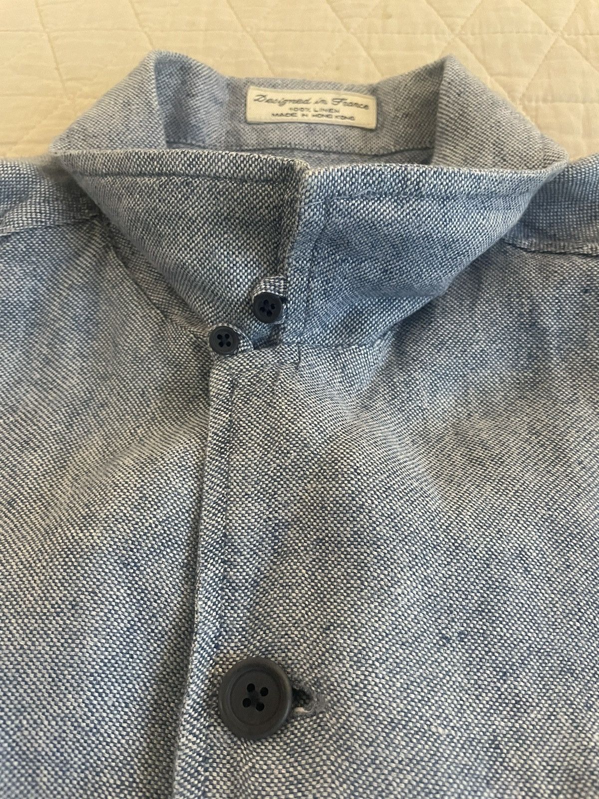 Faconnable × Vintage Patch Pocket Linen Shirt Jacket Size 42R - 7 Thumbnail