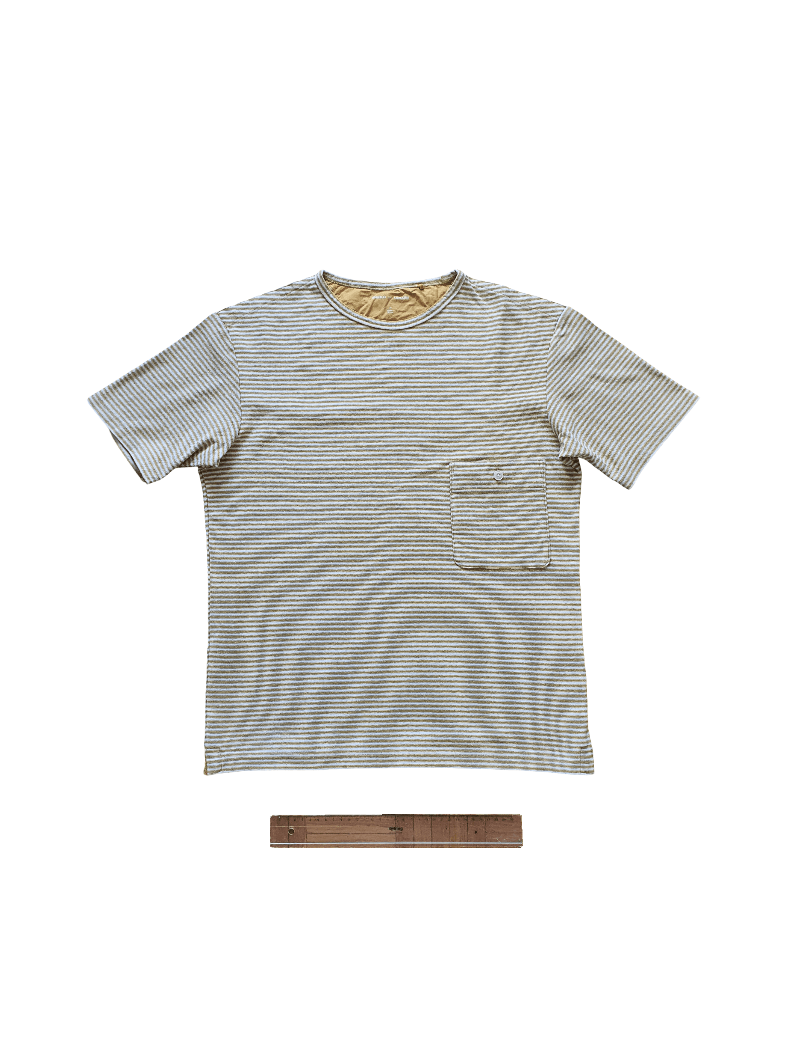 Striped T-Shirt w Chest Pocket - Mustard - Sz M