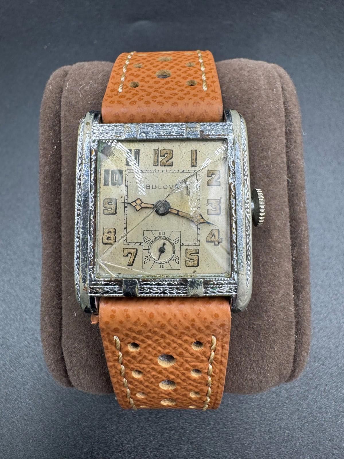 Bulova Vintage 1930s Bulova Engraved Tank Pat Jan 11 1927 17J Swiss Size ONE SIZE - 9 Thumbnail