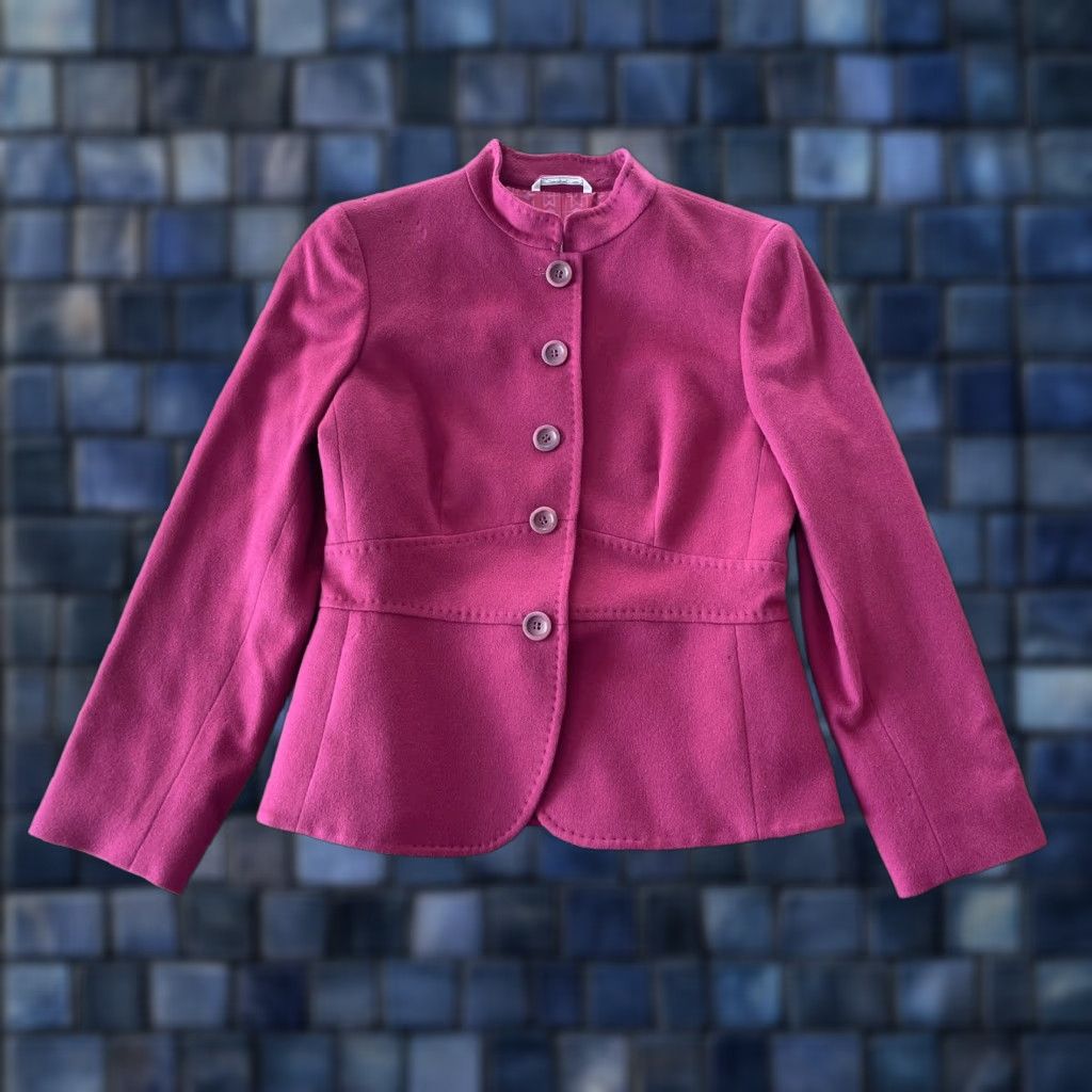 Max Mara Max Mara Blazer Knife Pink Tweed Wool Single-Breasted 5-Button Notch Lapel Women Size 4 Regular Vintage No Size S / US 4 / IT 40 - 1 Thumbnail