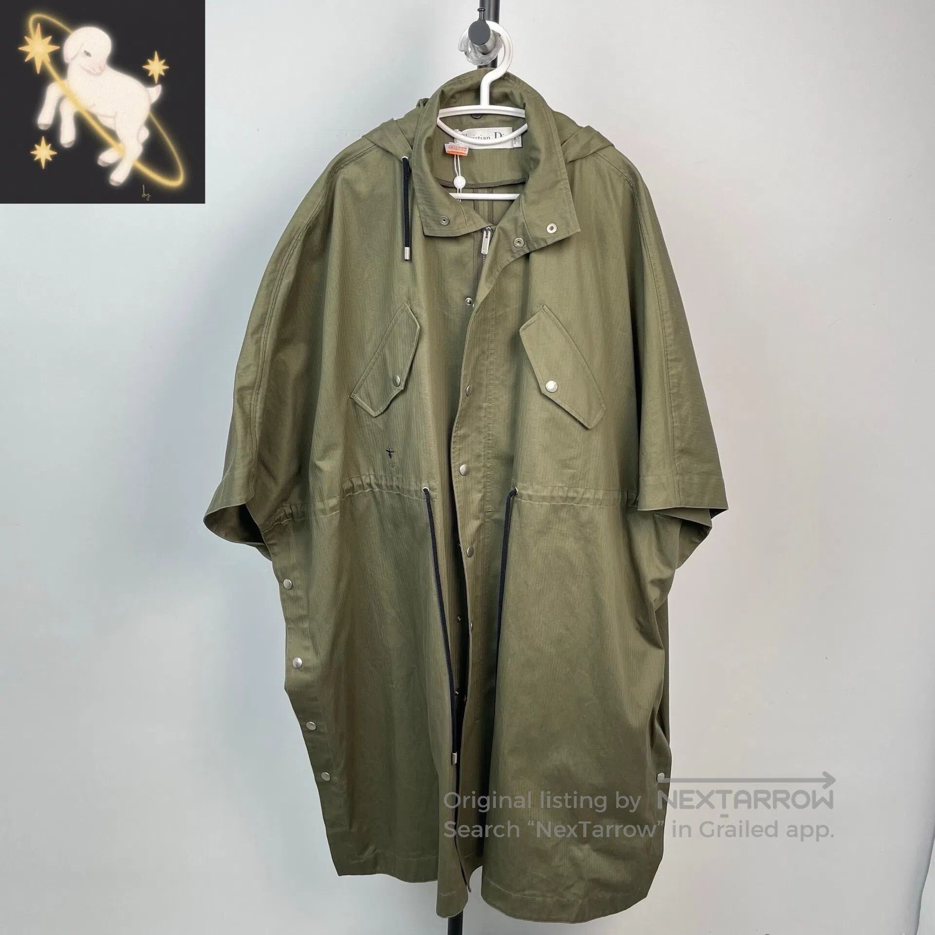 Dior Dior Military Green Thin Long Cloak Coat Hooded Jacket| Size US XS / EU 42 / 0 - 1 Thumbnail