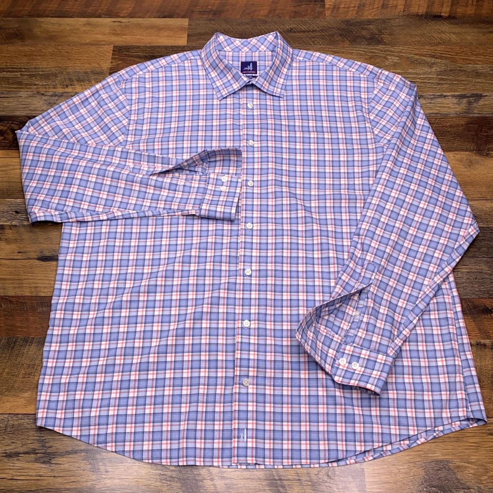 johnnie-O johnnie-O Prepformance Shirt Mens 2XL Blue Plaid Button Up Stretch Shirt Size US XXL / EU 58 / 5 - 4 Thumbnail