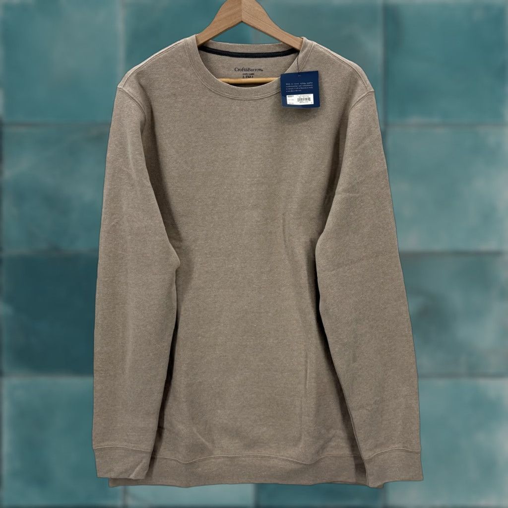 Croft & Barrow Croft & Barrow Sweatshirt Mens LT Beige Fleece Pullover Big & Tall Crewneck NWT Size US L / EU 52-54 / 3 - 1 Thumbnail