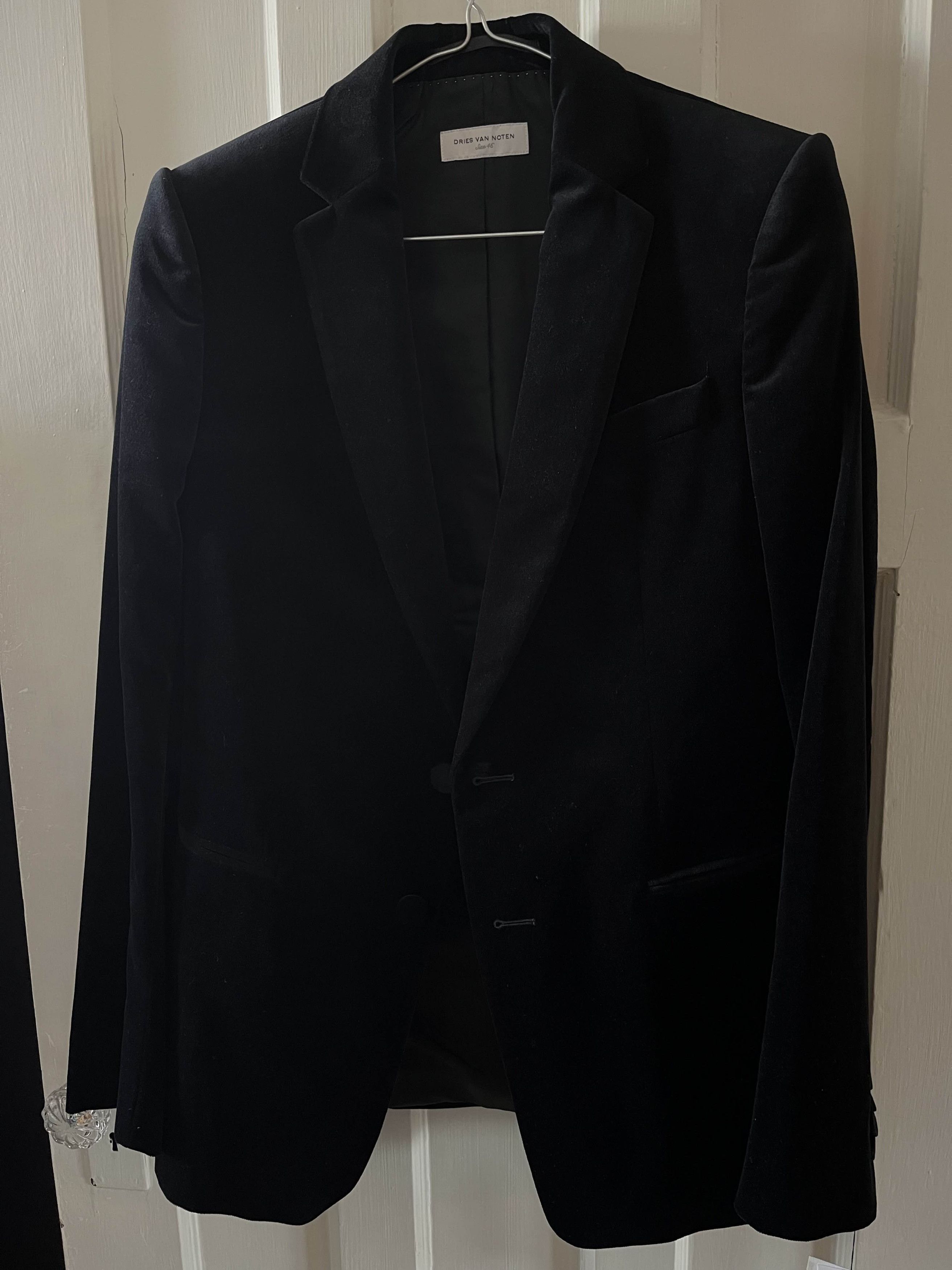 Dries Van Noten Black velvet 2-button slim-fit suit Size 46R - 2 Thumbnail