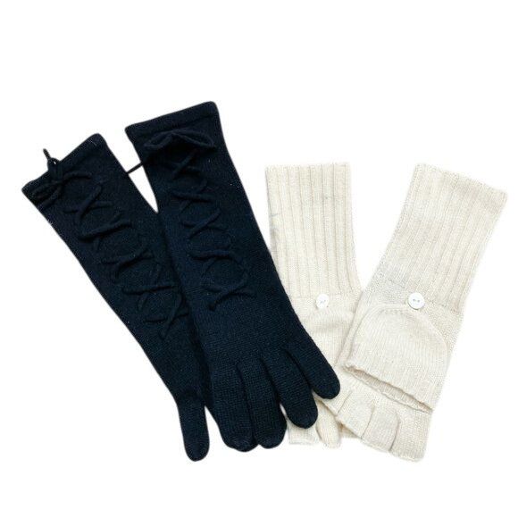 Sutton Studio Sutton Studio Cashmere Lace Up Long Gloves & Ivory Button Co Size ONE SIZE - 1 Thumbnail