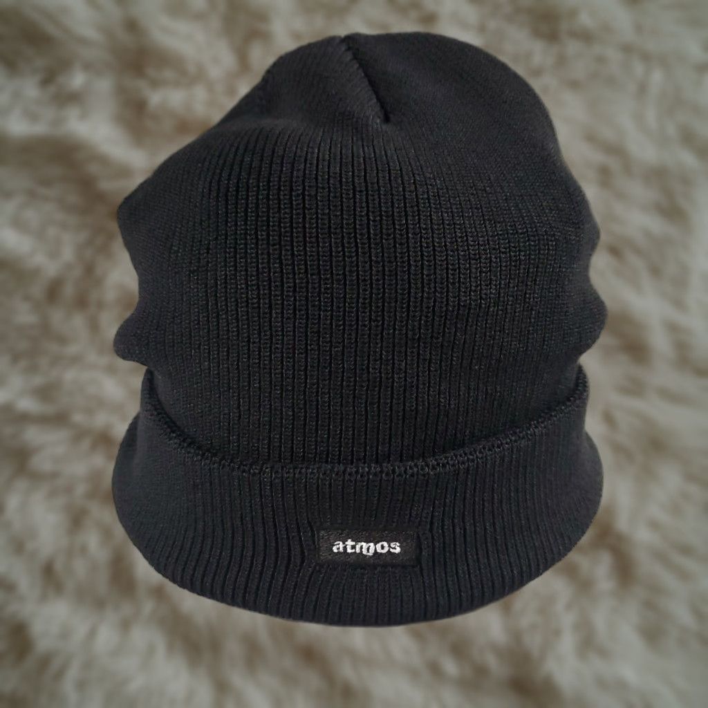 Vintage Atmos Beanie Mens One Size Black Cuffed Knit Size ONE SIZE - 1 Thumbnail