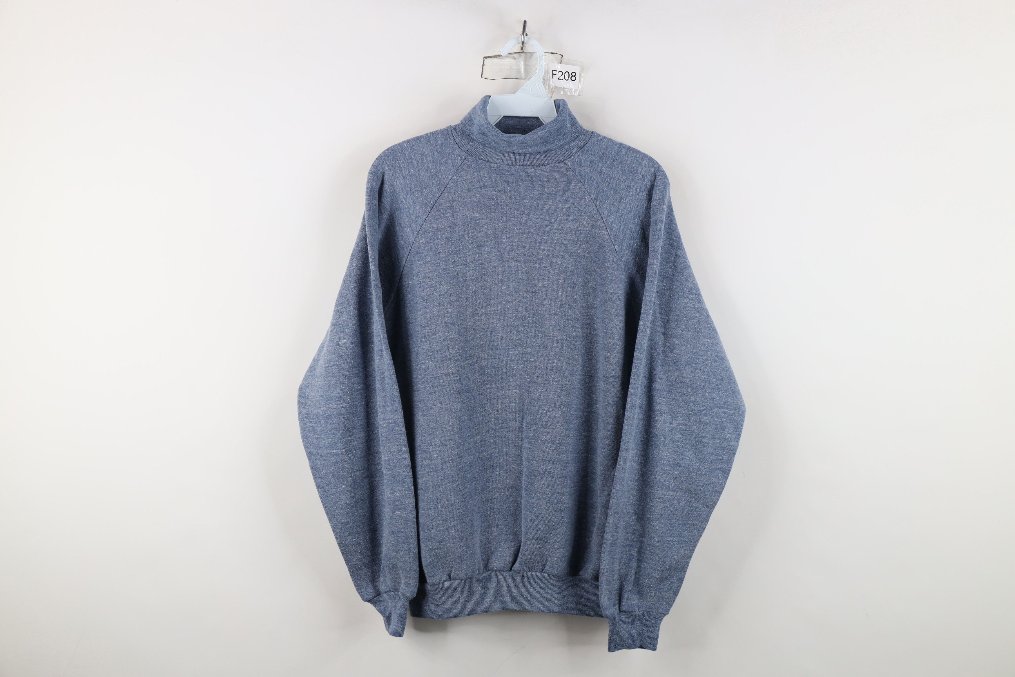 Vintage Vintage 60s 70s Streetwear Turtleneck Sweatshirt Blue USA Size XL / US 12-14 / IT 48-50 - 1 Thumbnail