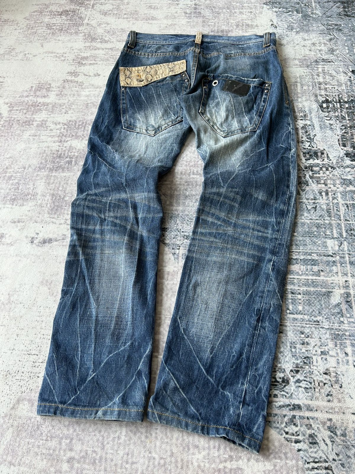If Six Was Nine Y2K Semantic Design Snake Jeans Size US 32 / EU 48 - 2 Thumbnail