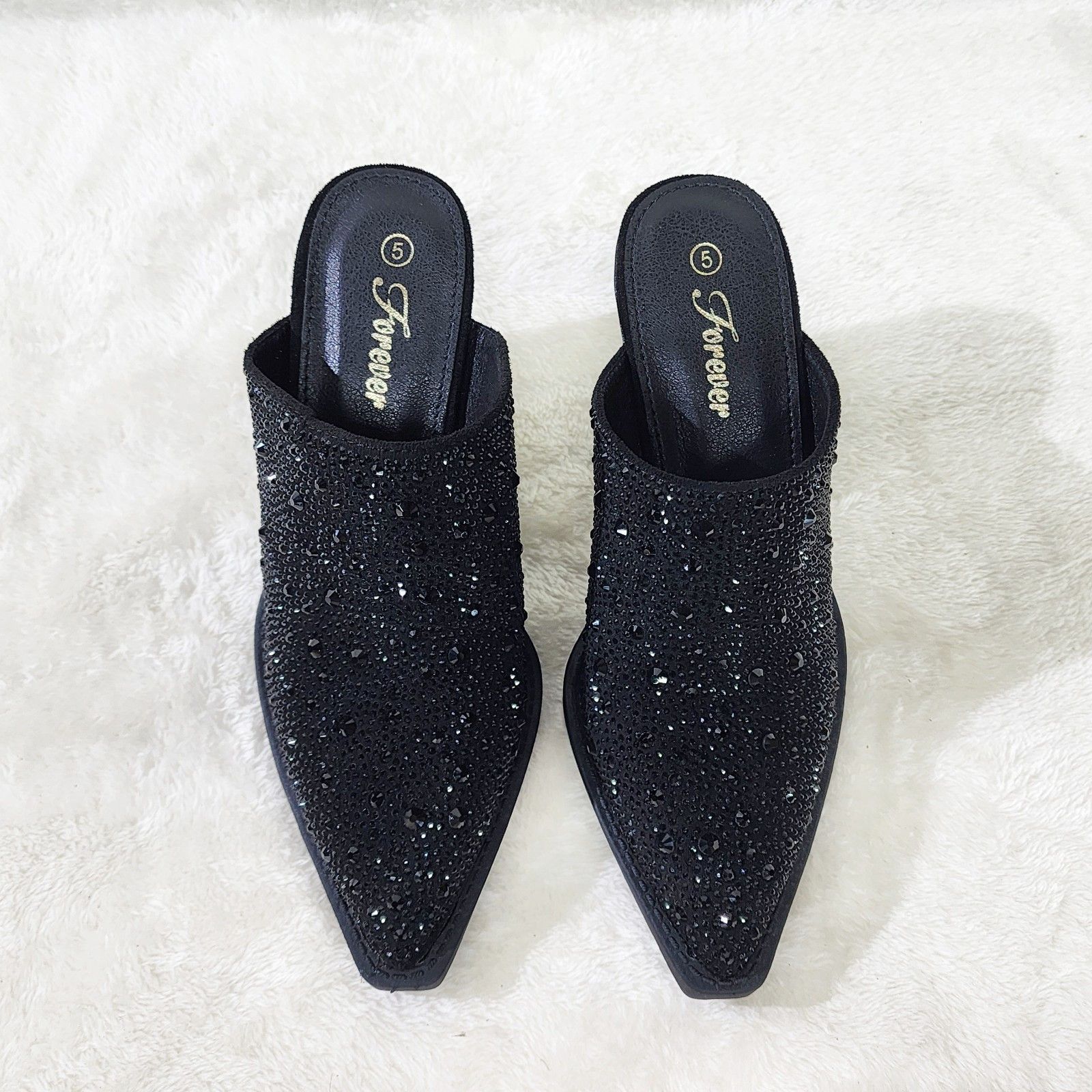 Vibes Western Cowgirl Slip On Shoes Mules / Clogs Black Rhin