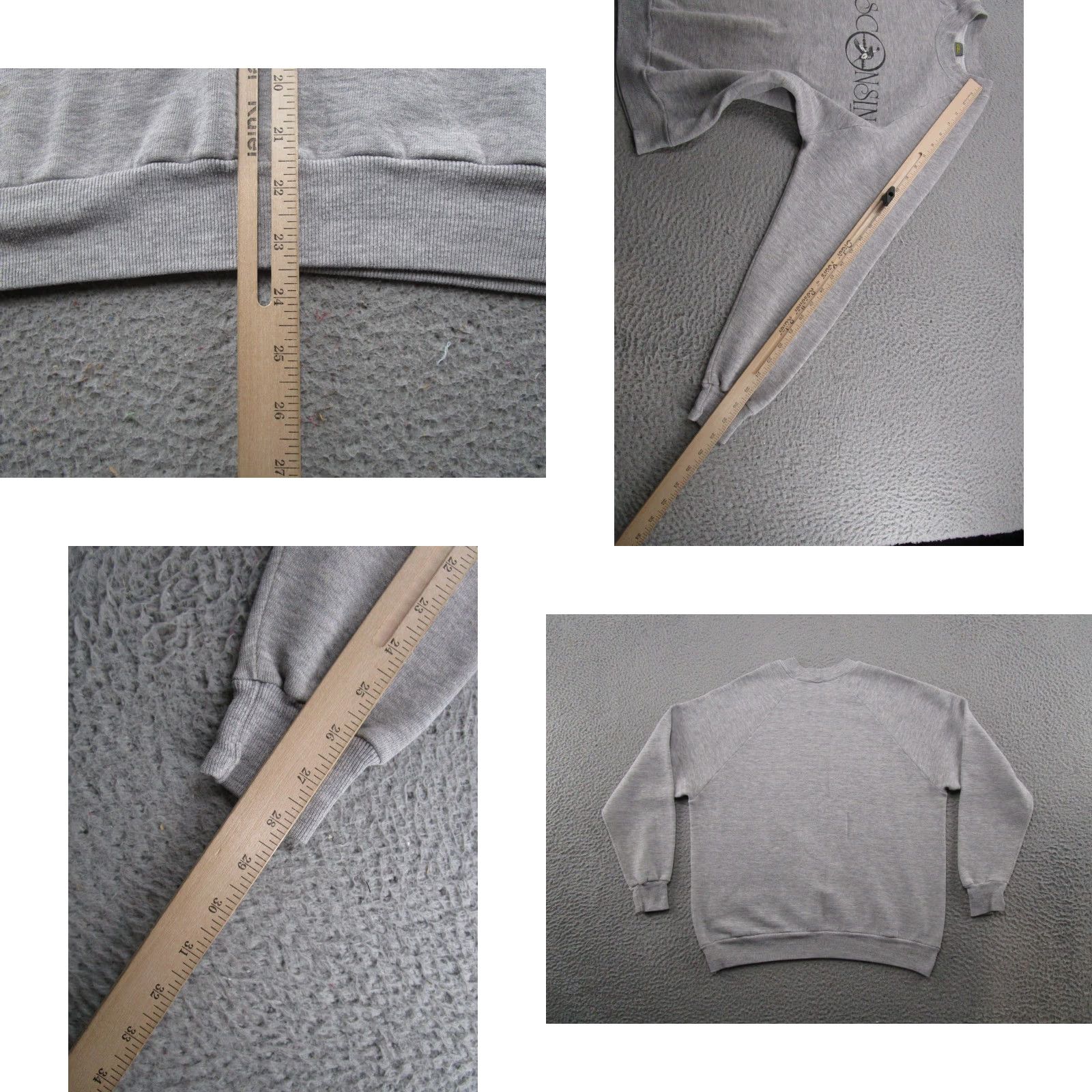 Jerzees VINTAGE Jerzees Sweatshirt Raglan Sleeve 80s Wisconsin USA Crew Neck Gray L Mens Size US L / EU 52-54 / 3 - 8 Thumbnail