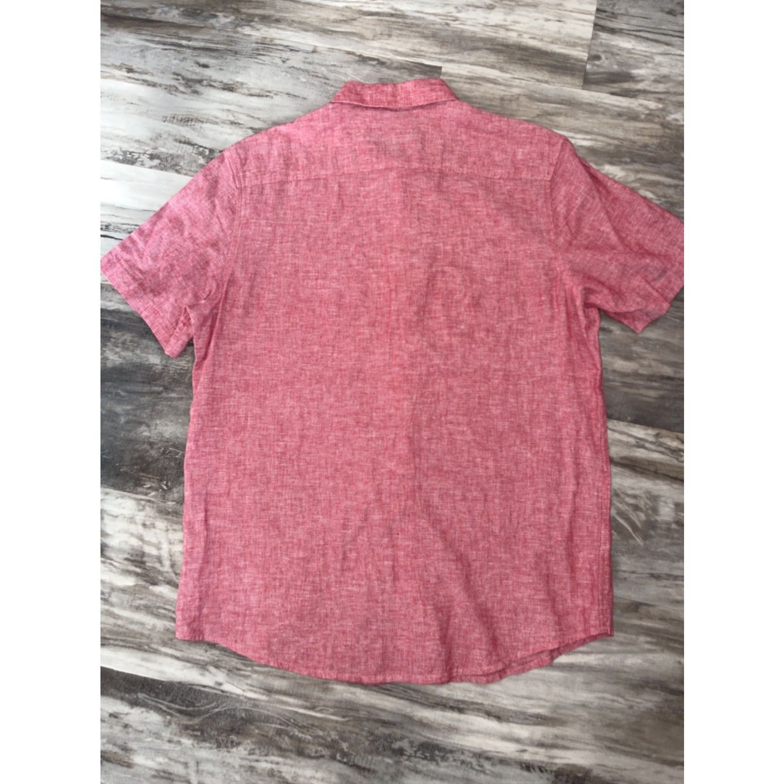 Vintage American Rag Cie Shirt Short Sleeve Button-Up Men's L Red Linen Blend Size US L / EU 52-54 / 3 - 5 Thumbnail