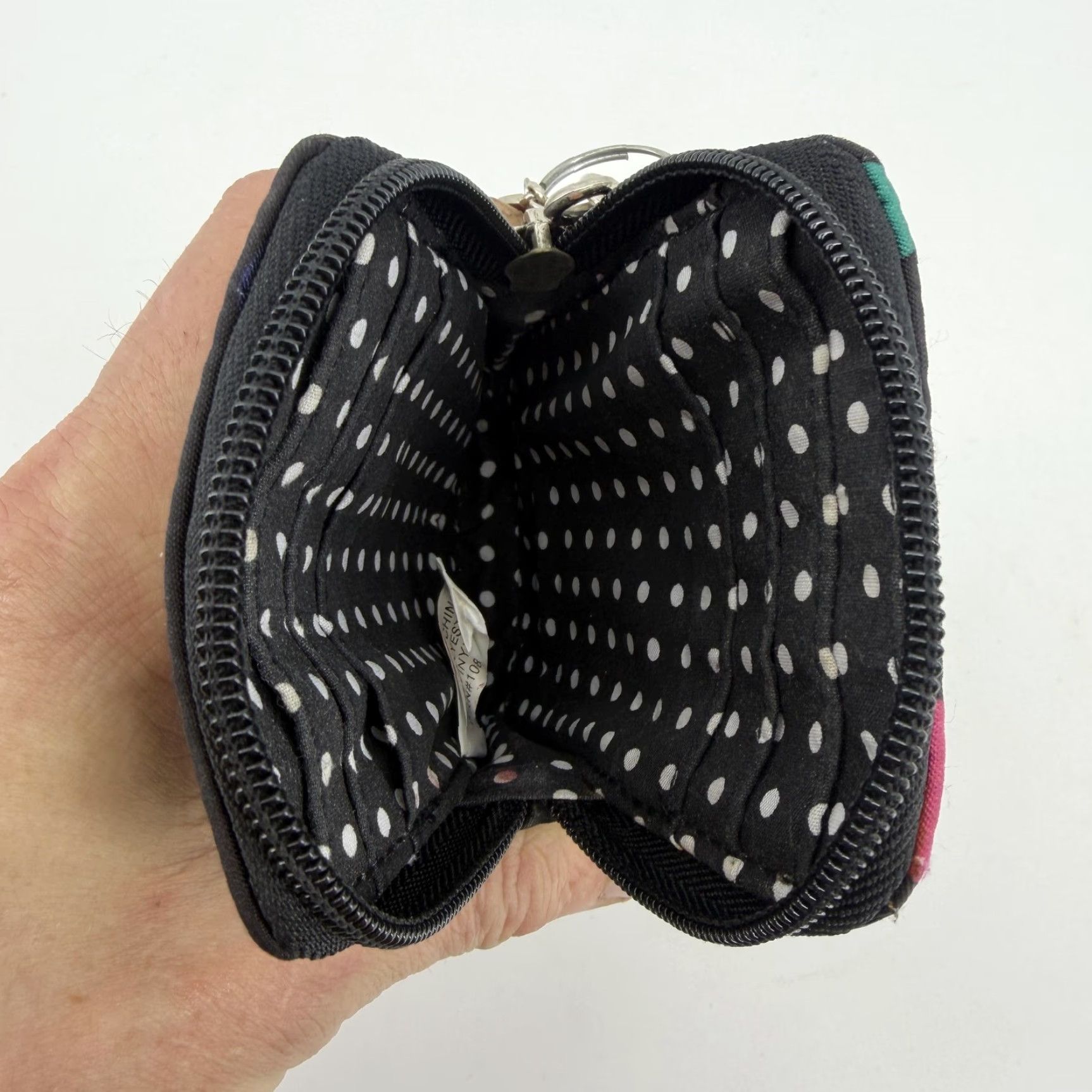 Vintage Lulu by Lulu Guinness Wristlet Pouch Wallet Womens One Size Black Polka Dot Wristlet Polka Dot Wallet Black Exterior Logo Zip-Around Strap Size ONE SIZE - 7 Thumbnail
