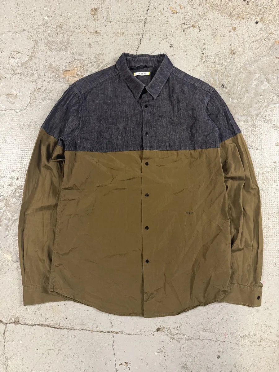 Iceberg 2000s Iceberg Grey Denim Hybrid Beige Cotton Shirt Size US S / EU 44-46 / 1 - 5 Thumbnail