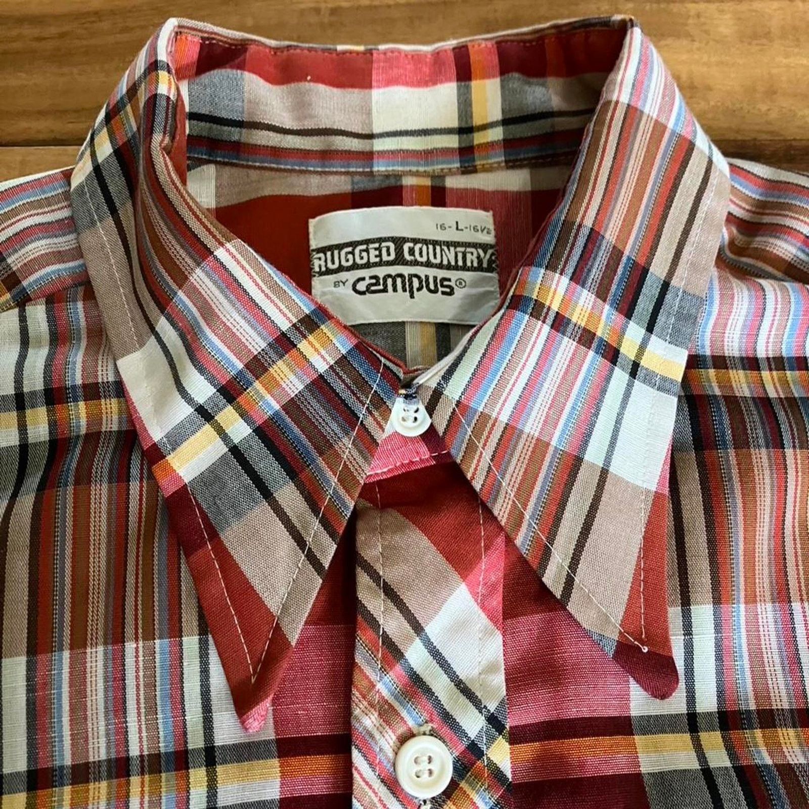 Other True Vtg 70s Short Sleeve Plaid Shirt Single Stitch Sz Large Size US L / EU 52-54 / 3 - 3 Thumbnail