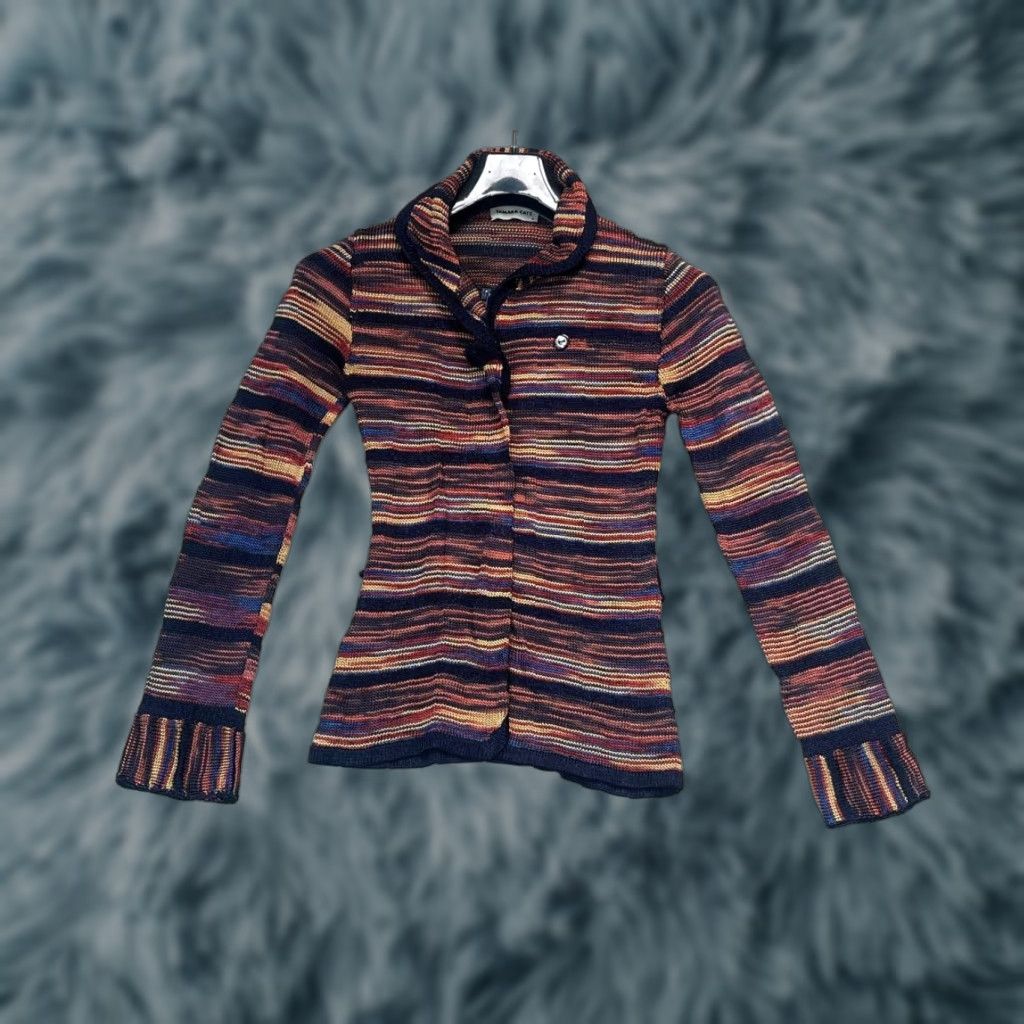 Vintage Tamara Catz Brown Tribal Swater Striped Zip Up Women Size Small Heavy Size S / US 4 / IT 40 - 1 Thumbnail