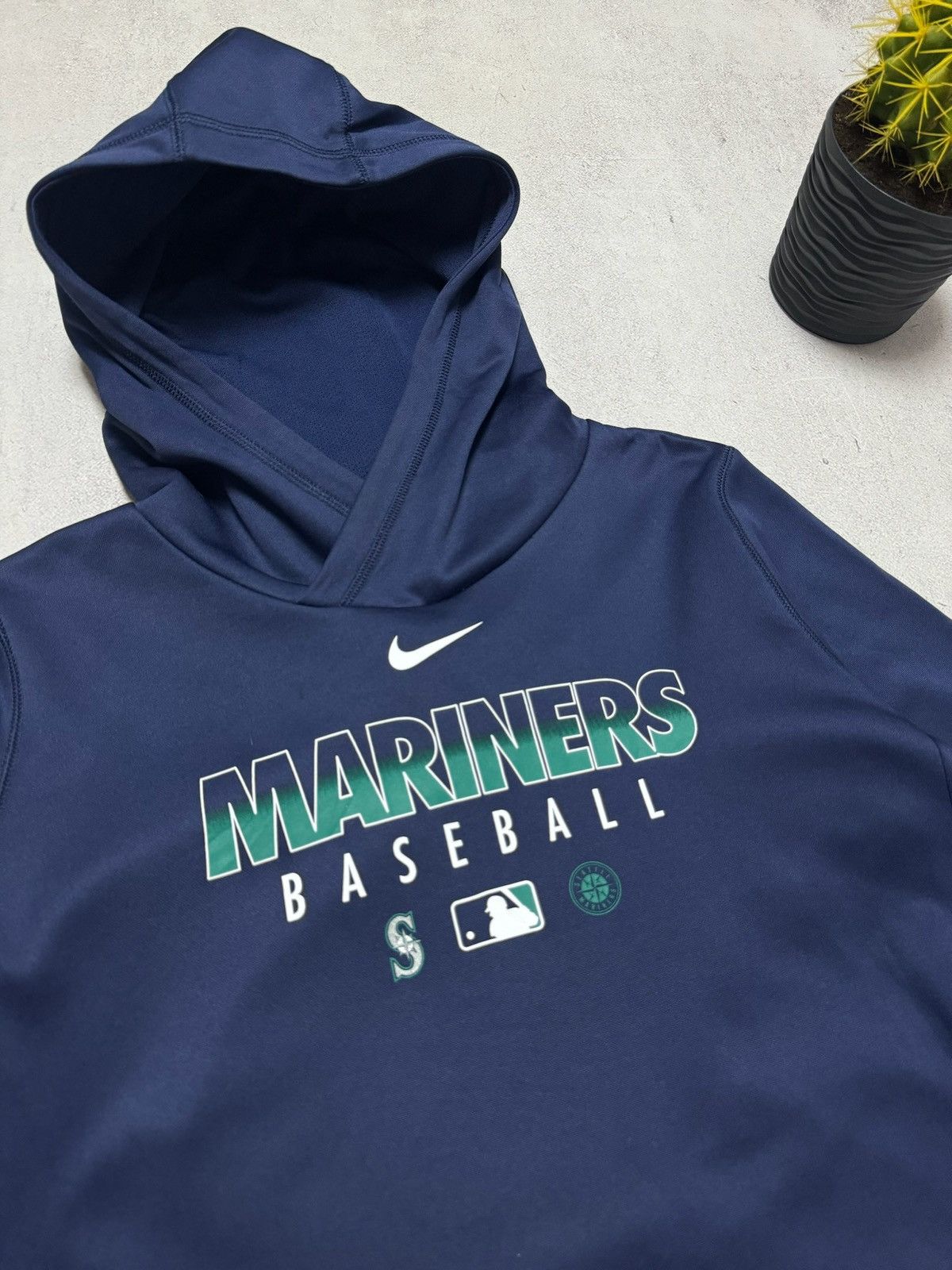 Nike × Vintage Vintage Nike Mariners Baseball Hoodie Big Logo Swoosh Y2K Size US S / EU 44-46 / 1 - 3 Thumbnail