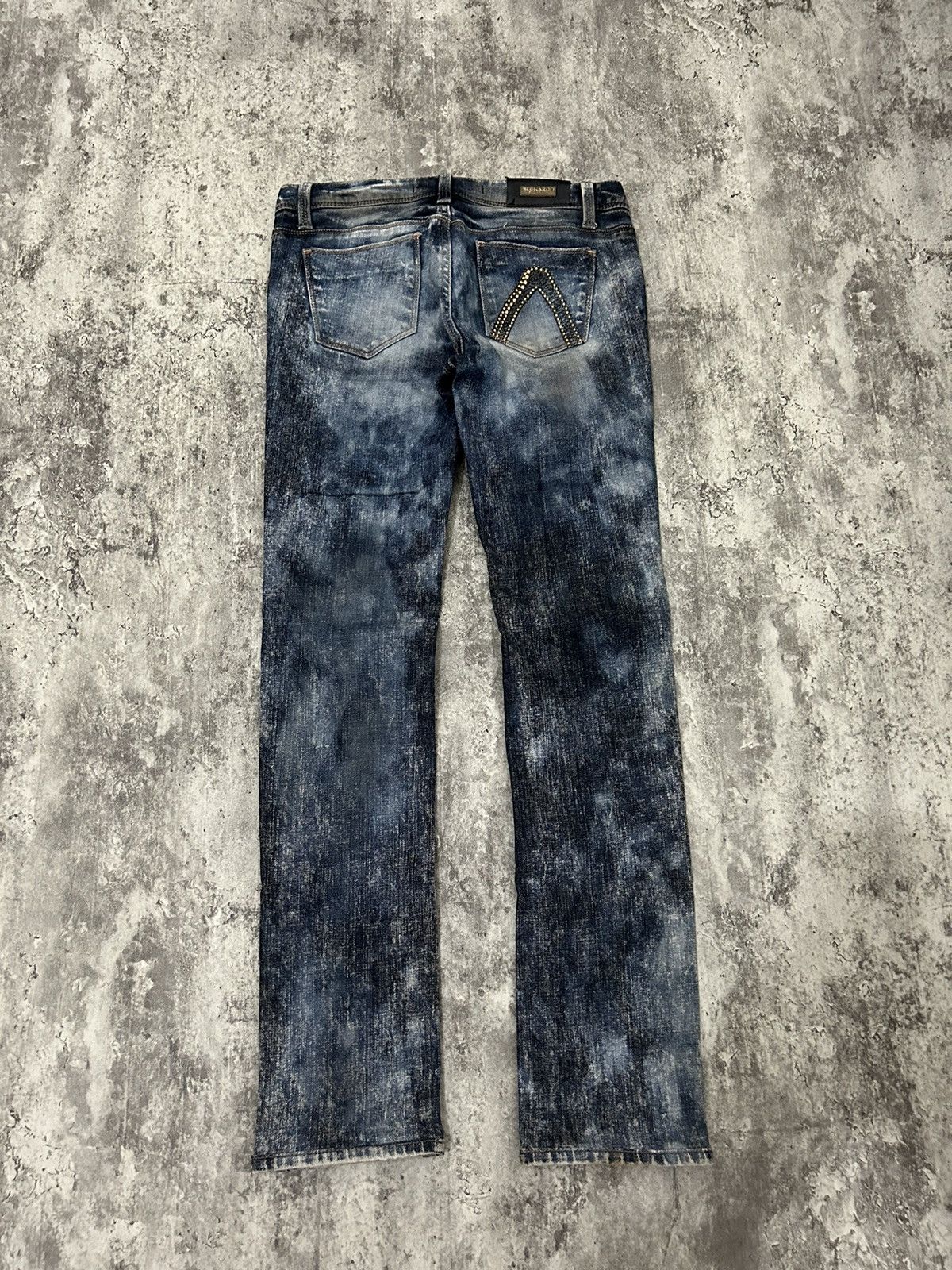 If Six Was Nine × Japanese Brand × Le Grande Bleu (L.G.B.) Buckaro Design Acid Wash Pattern Distressed Denim Pants Size 28" / US 6 / IT 42 - 3 Thumbnail