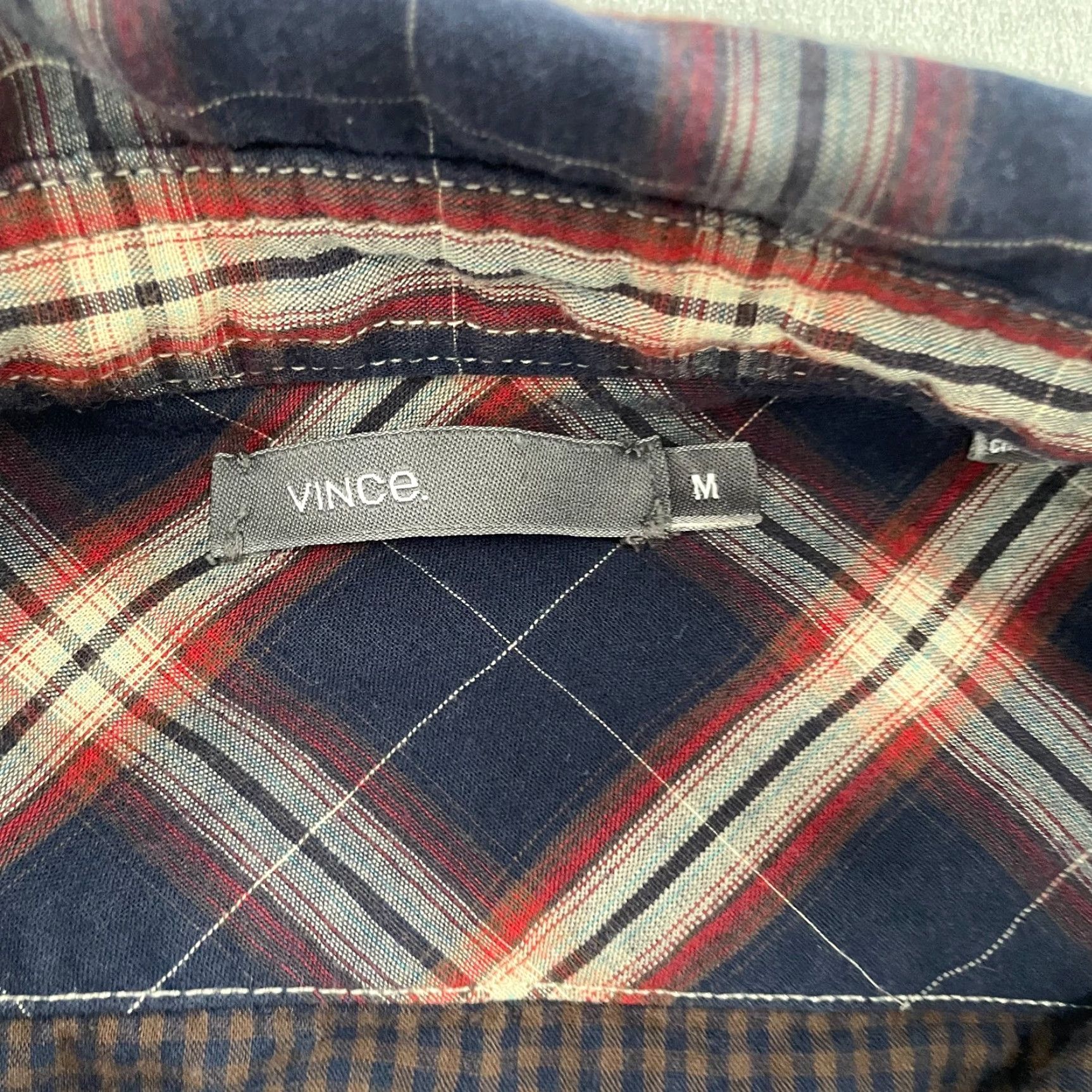 Vince VINTAGE Vince Flannel Shirt Men Medium Blue Plaid Long Sleeve Button-Up Casual Size US M / EU 48-50 / 2 - 6 Thumbnail