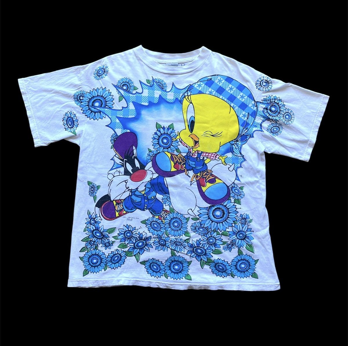 Vintage 1995 Looney Toons Tweety & Sylvester T-Shirt AOP 90s Vintage Size US XL / EU 56 / 4 - 9 Thumbnail