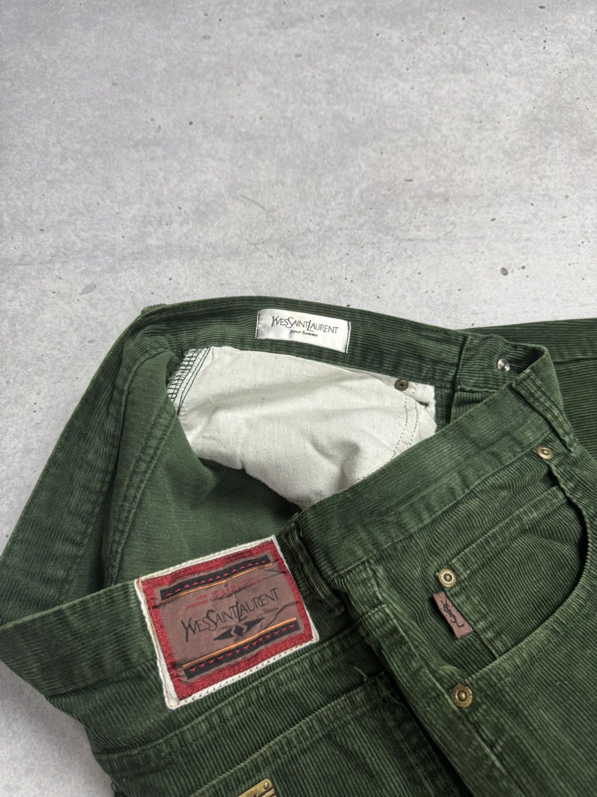 Yves Saint Laurent Vintage Yves Saint Lauren Metal Logo Corduroy Pants 90s Size US 34 / EU 50 - 8 Thumbnail