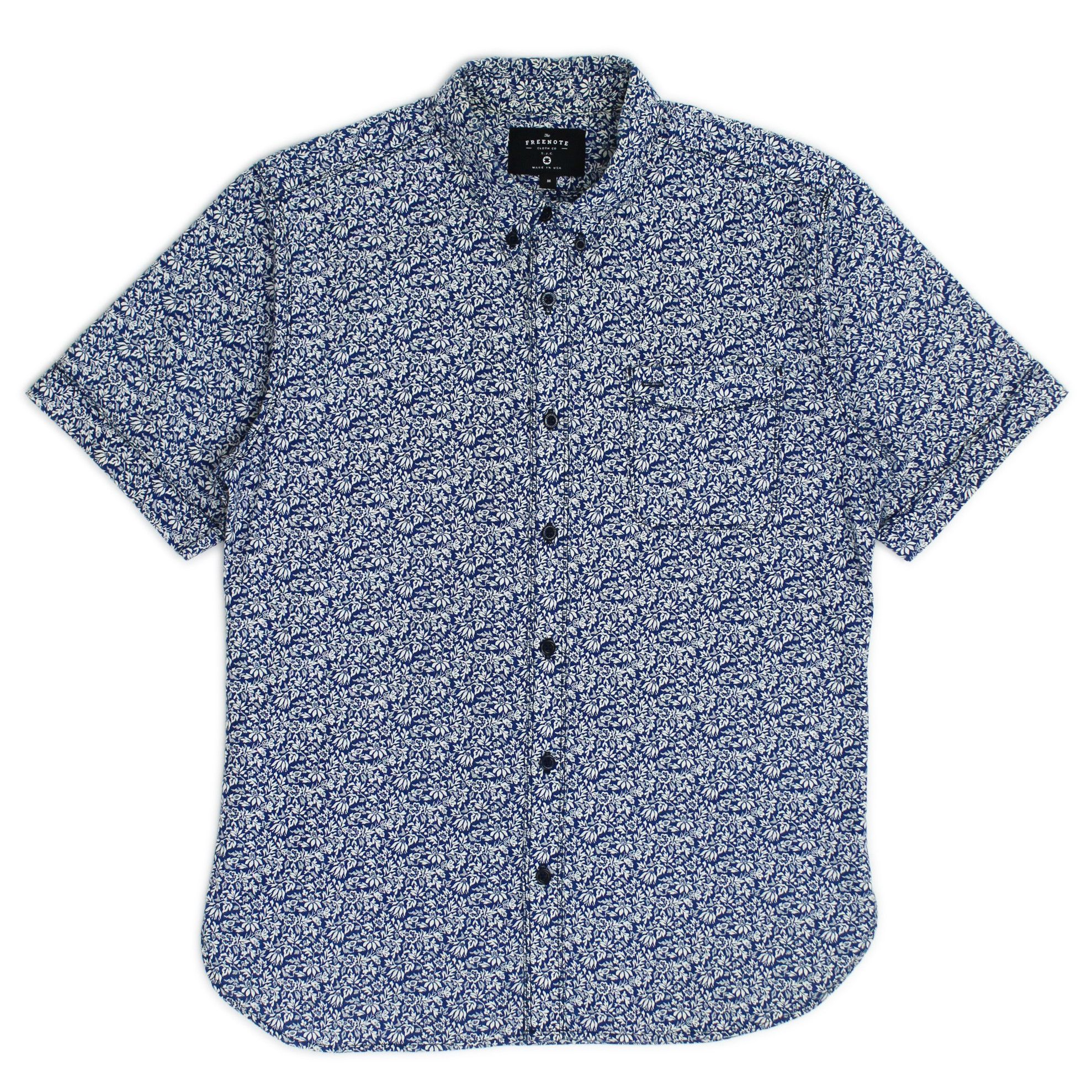 image of Freenote x Freenote Cloth Floral Print Short Sleeve Button Down in Blue/White, Men's (Size Medium)