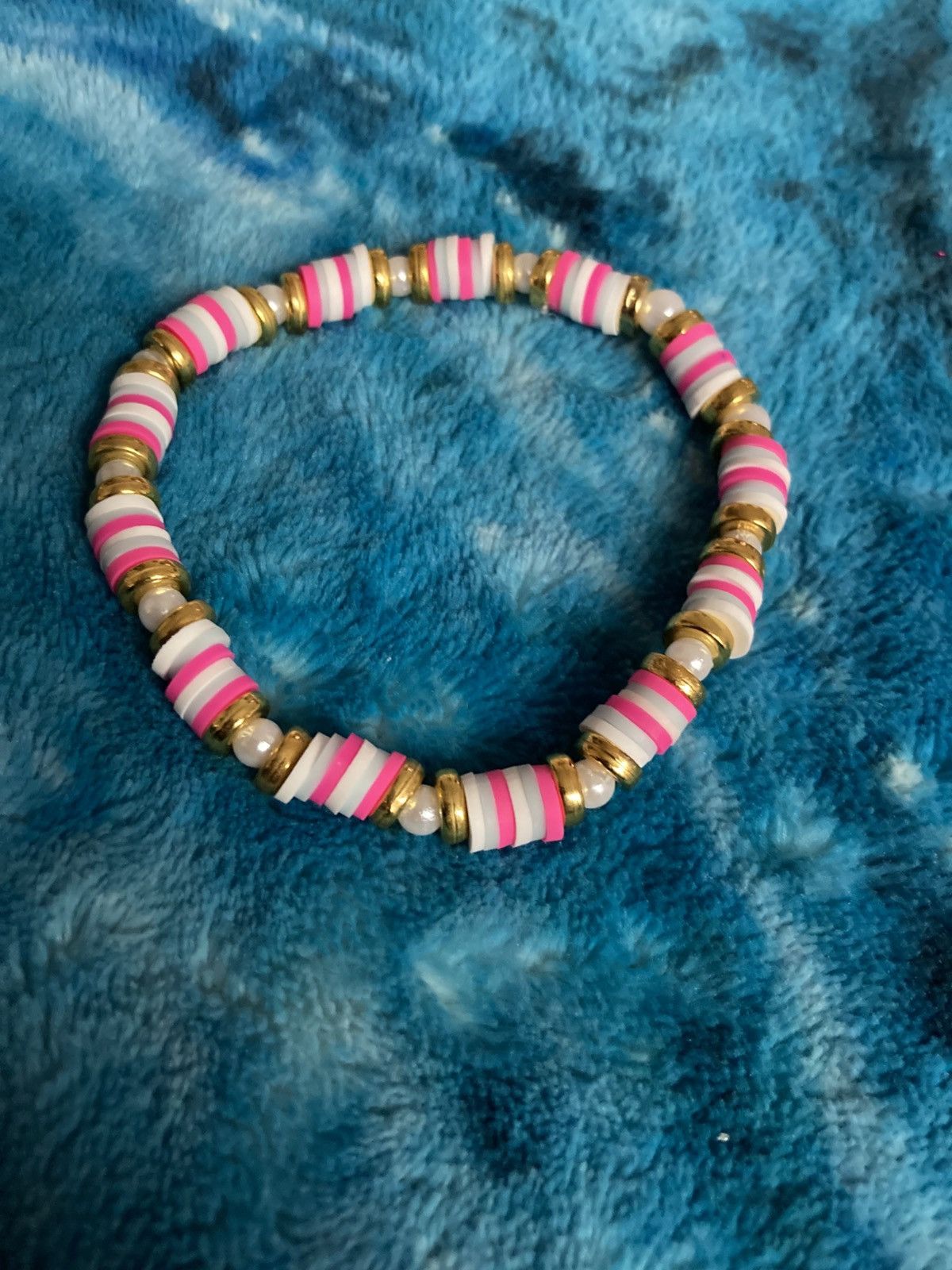 Other Pink white and gold coloured heishi beaded bracelet Size ONE SIZE - 2 Thumbnail
