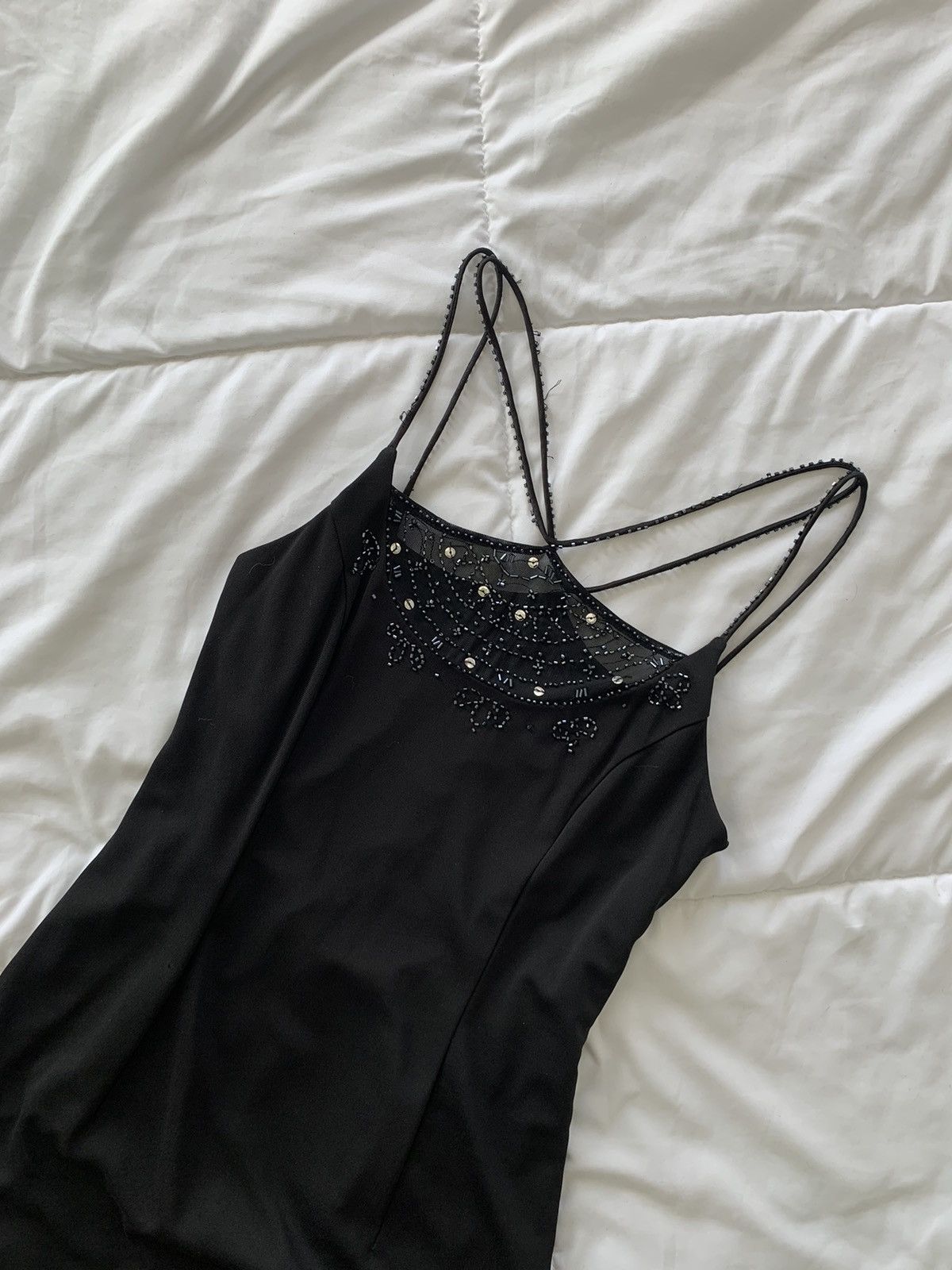 image of Vintage Black Beaded Maxi Dress, Women's (Size Small)