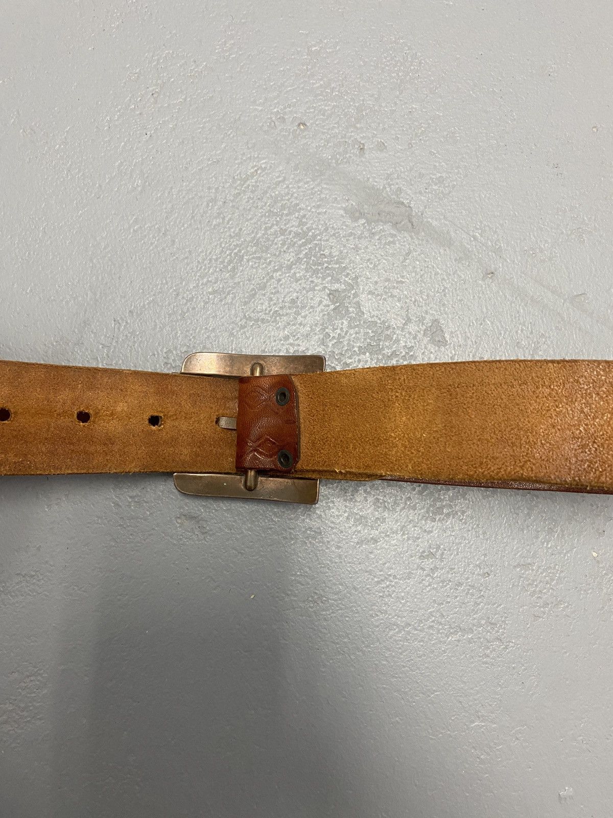 Vintage Vintage genuine brown leather belt Size ONE SIZE - 3 Thumbnail