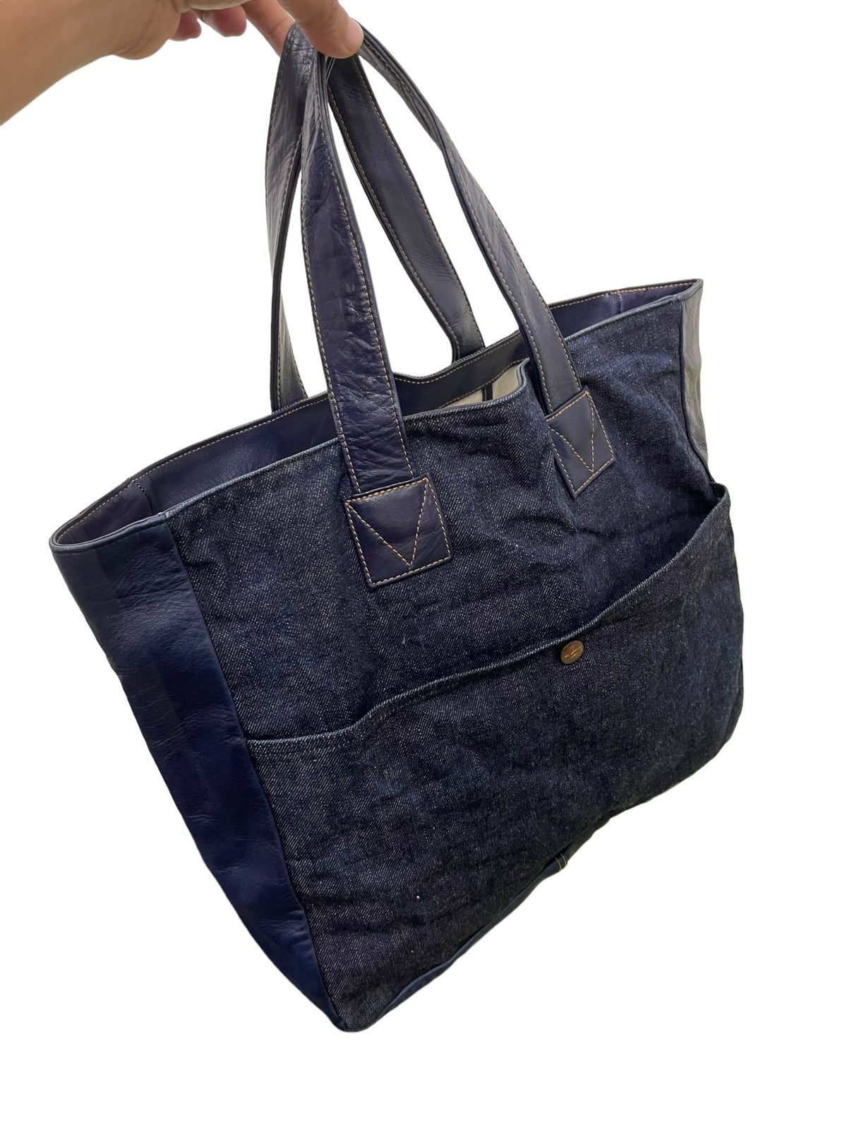 Japanese Brand Leather Denim Red Ear Paul Smith Tote Bag 2🟩 Size ONE SIZE - 2 Thumbnail