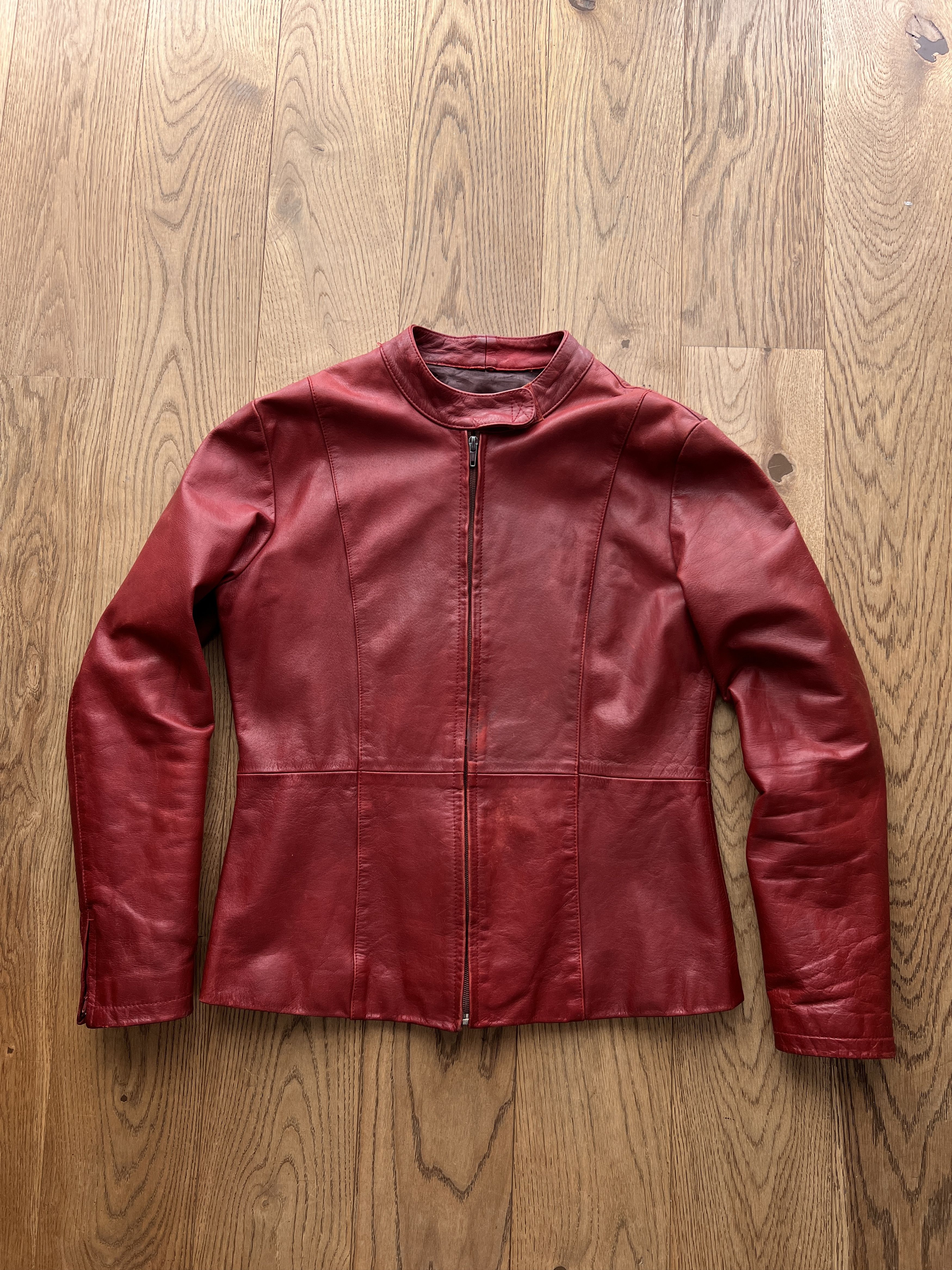 Le Grande Bleu (L.G.B.) Tyler Durden style vintage red leather jacket cropped unisex Size US S / EU 44-46 / 1 - 2 Thumbnail