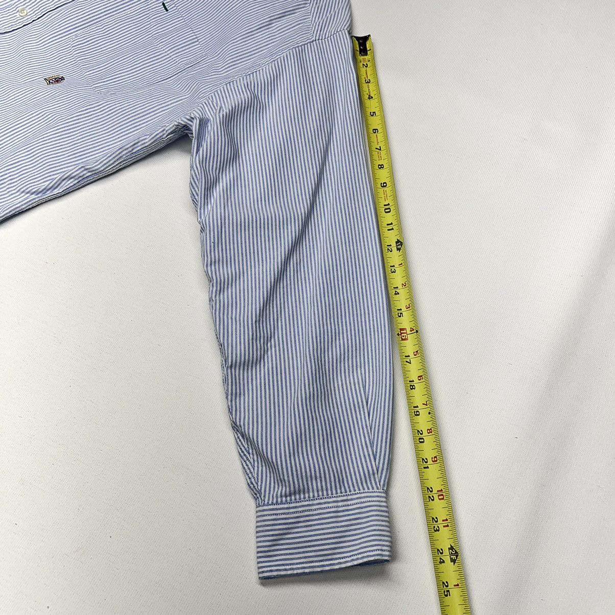 Tommy Hilfiger × Vintage VTG Tommy Hilfiger Button Down Shirt White Blue Striped Size US L / EU 52-54 / 3 - 18 Thumbnail