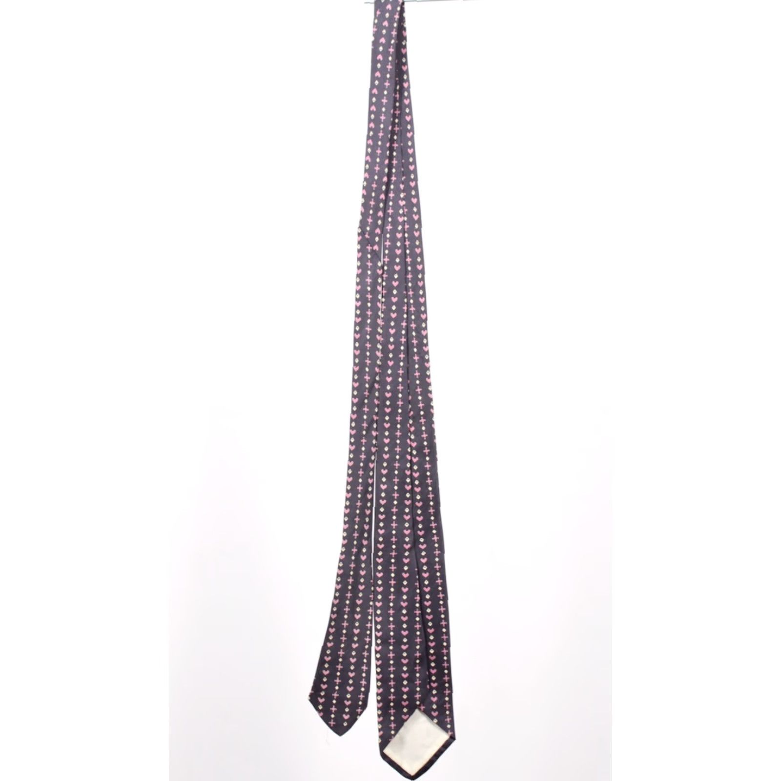 Arrow VTG Arrow 1950s Necktie Navy Blue Pink Abstract Pattern Silk Tie Men 50s Tie Size ONE SIZE - 7 Thumbnail