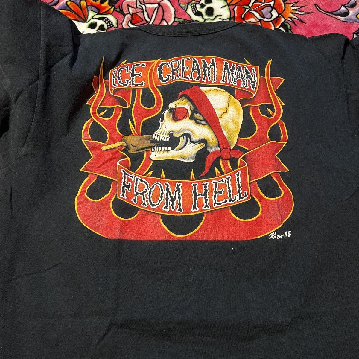 Harley Davidson 1995 Biker Flame Long Sleeve Henley Ice cream man from hell Size US XXL / EU 58 / 5 - 3 Thumbnail