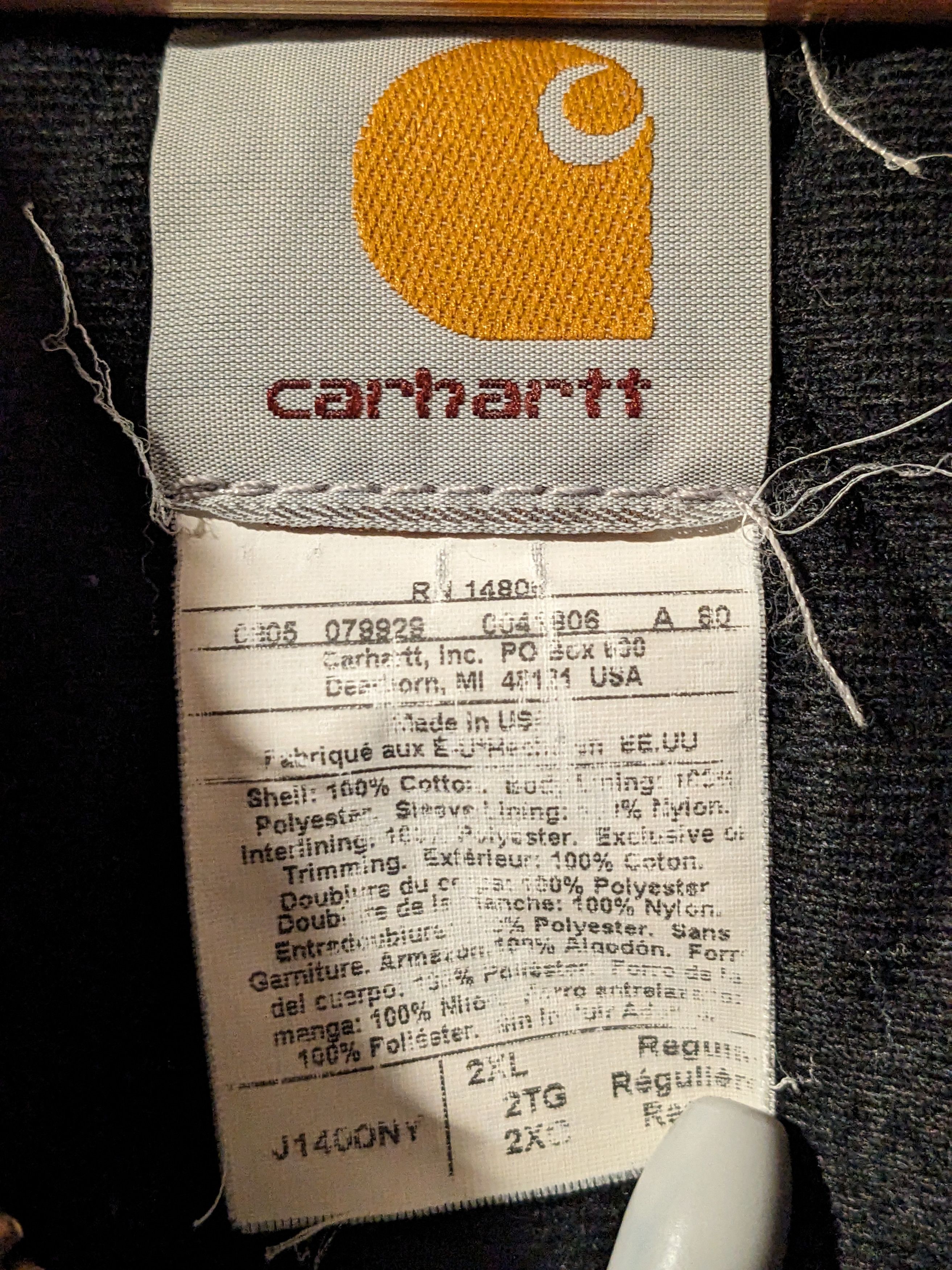 Carhartt × Vintage Vintage 90s Carhartt J140 Blue XX-Large Full Zip Jacket Size US XXL / EU 58 / 5 - 4 Thumbnail