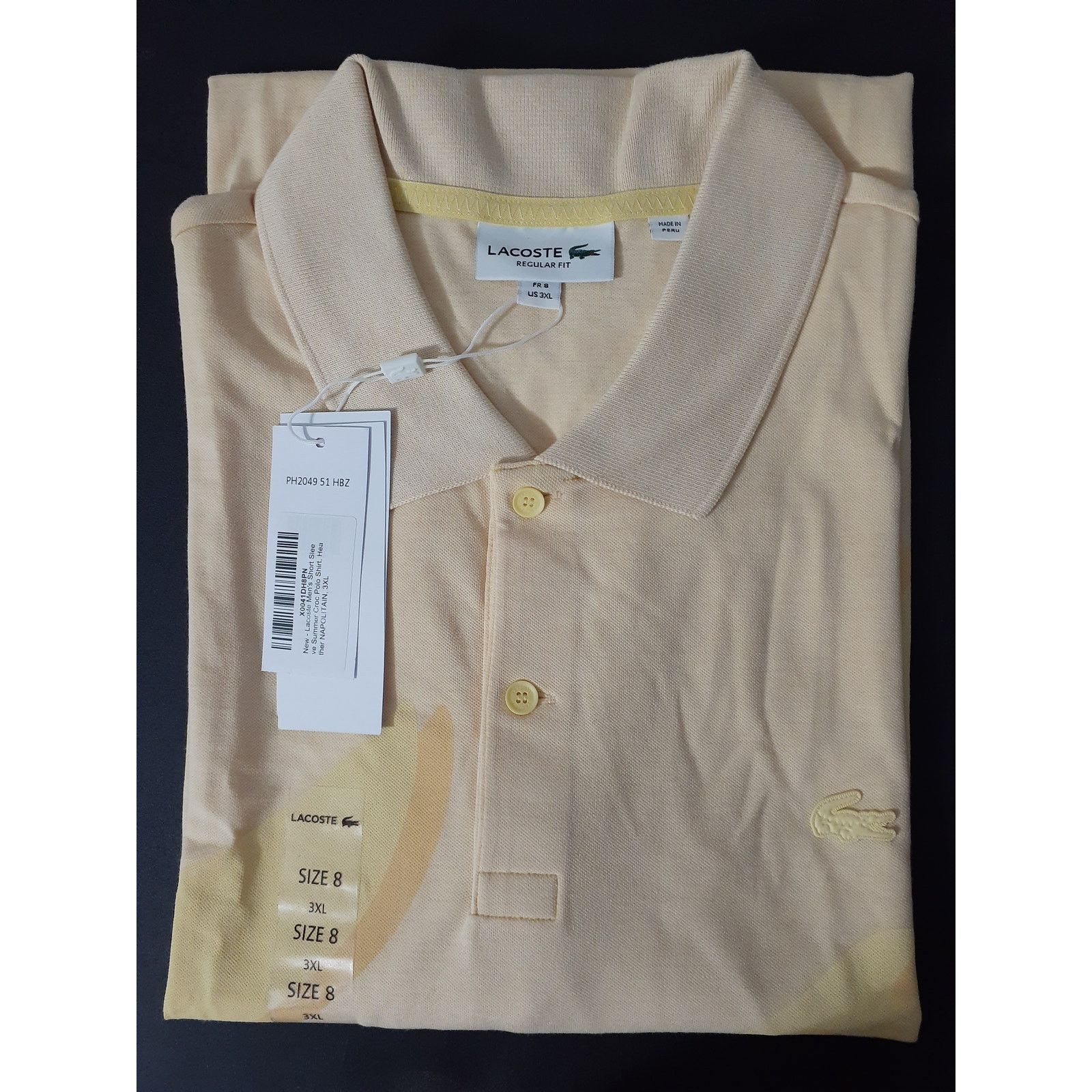 Lacoste Lacoste Men's Short Sleeve Summer Croc Polo Shirt Pink 3XL Size US XXL / EU 58 / 5 - 2 Thumbnail