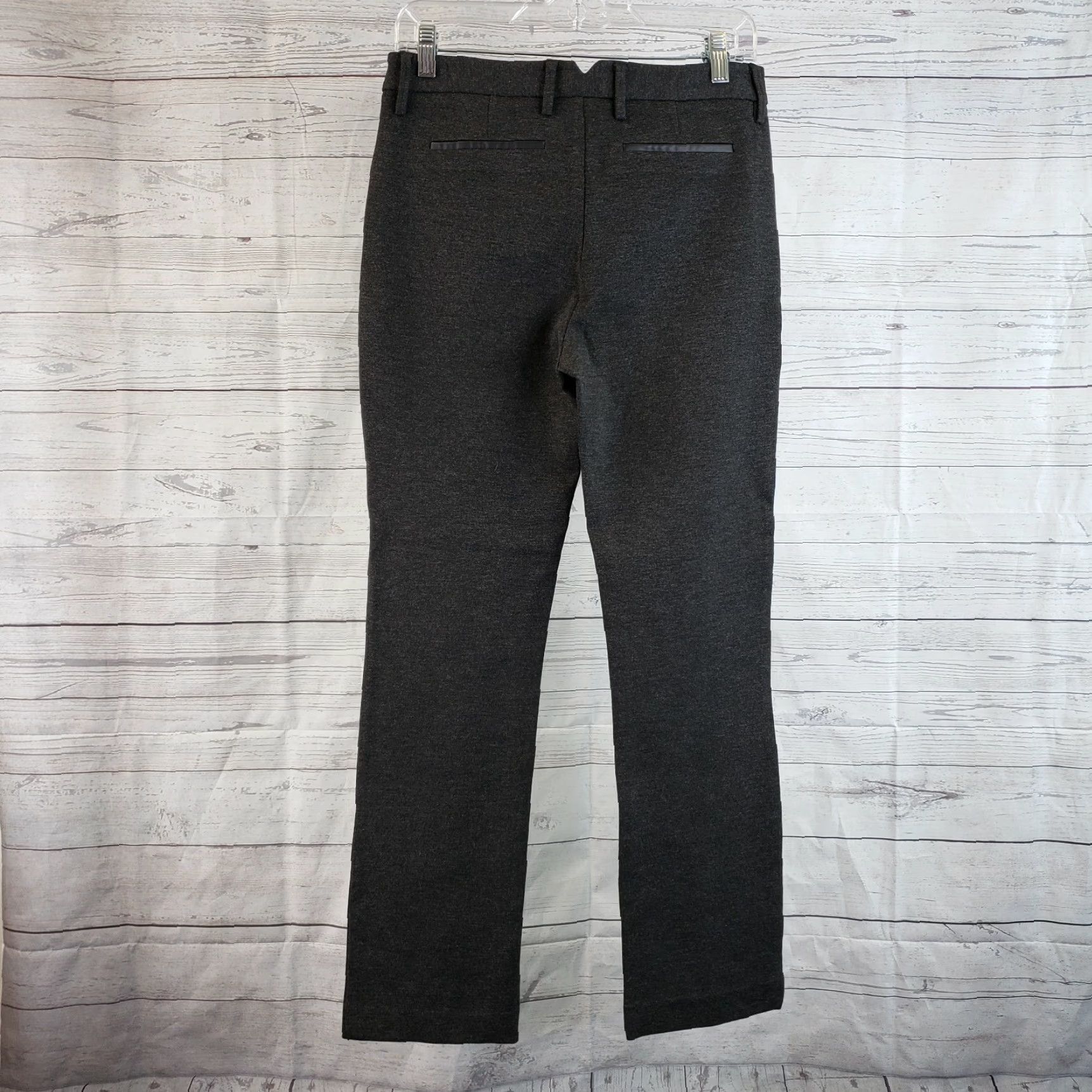 NYDJ NYDJ Womans Straight Leg Ponte Knit Pants With Faux Leather Trim Size 2 Gray Size 26" / US 2 / IT 38 - 4 Thumbnail