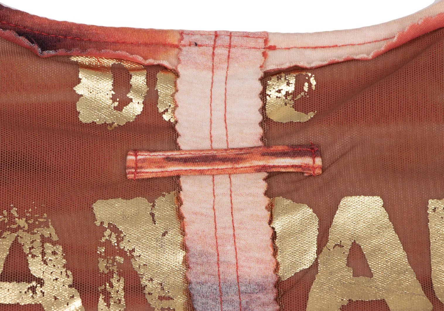 Jean Paul Gaultier Shoulder Pad Pinked Cut T-Shirt in Orange and White Size US M / EU 48-50 / 2 - 16 Thumbnail