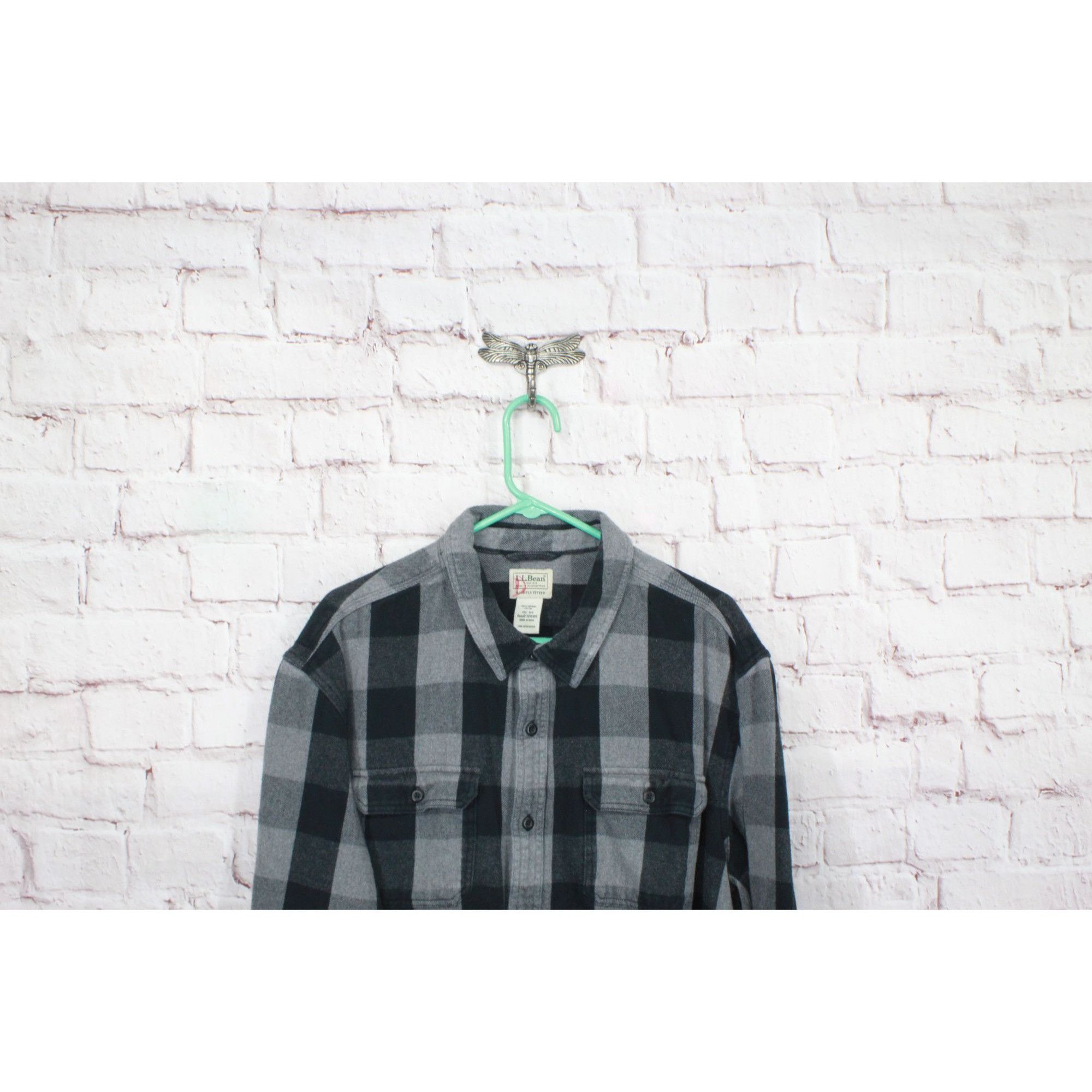 L.L. Bean LL Bean Organic Flannel Shirt Black Gray XXL Size US XXL / EU 58 / 5 - 2 Thumbnail