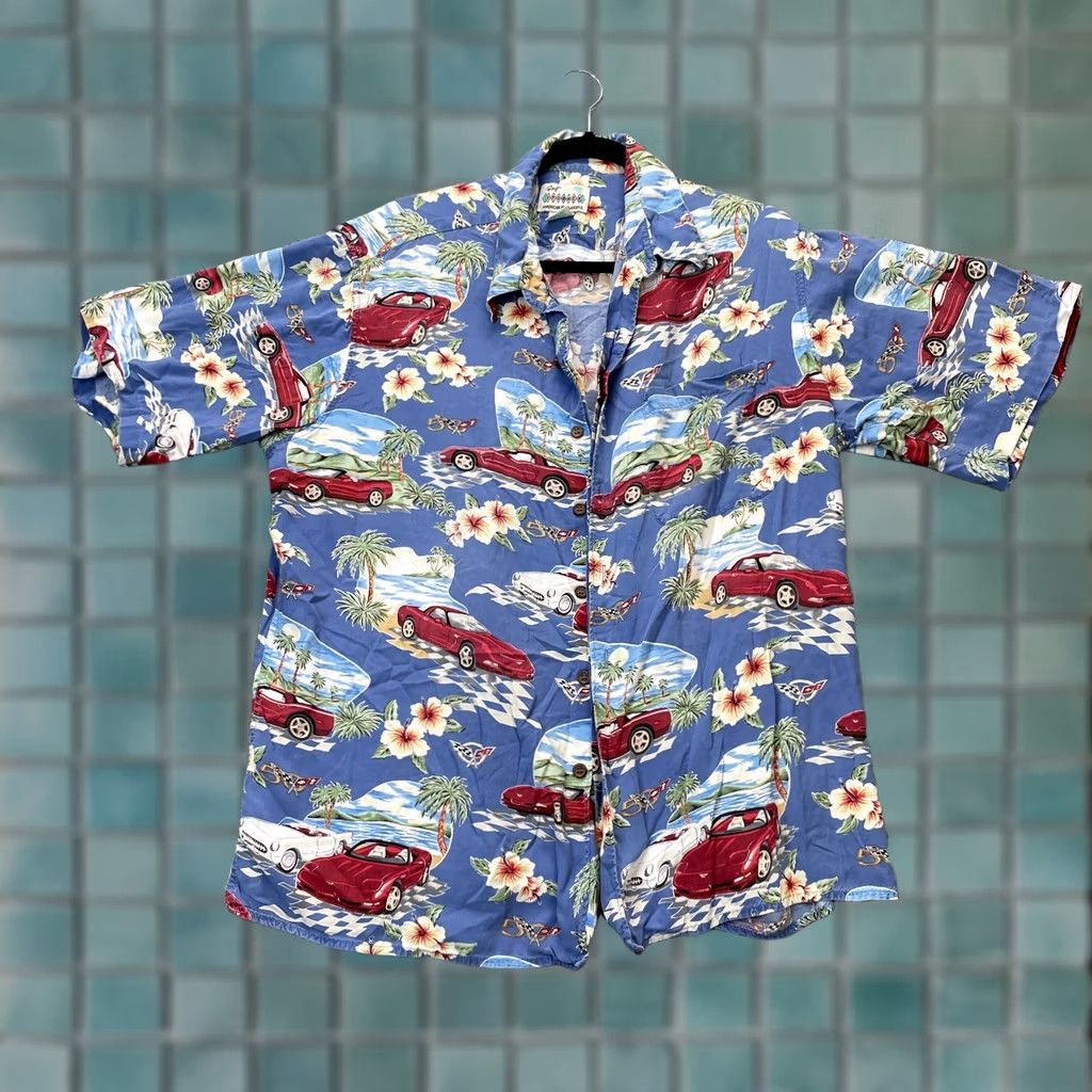 Reyn Spooner VINTAGE Reyn Spooner Shirt Mens XL Blue Hawaiian Race Car Racing Tropical Size US XL / EU 56 / 4 - 1 Thumbnail