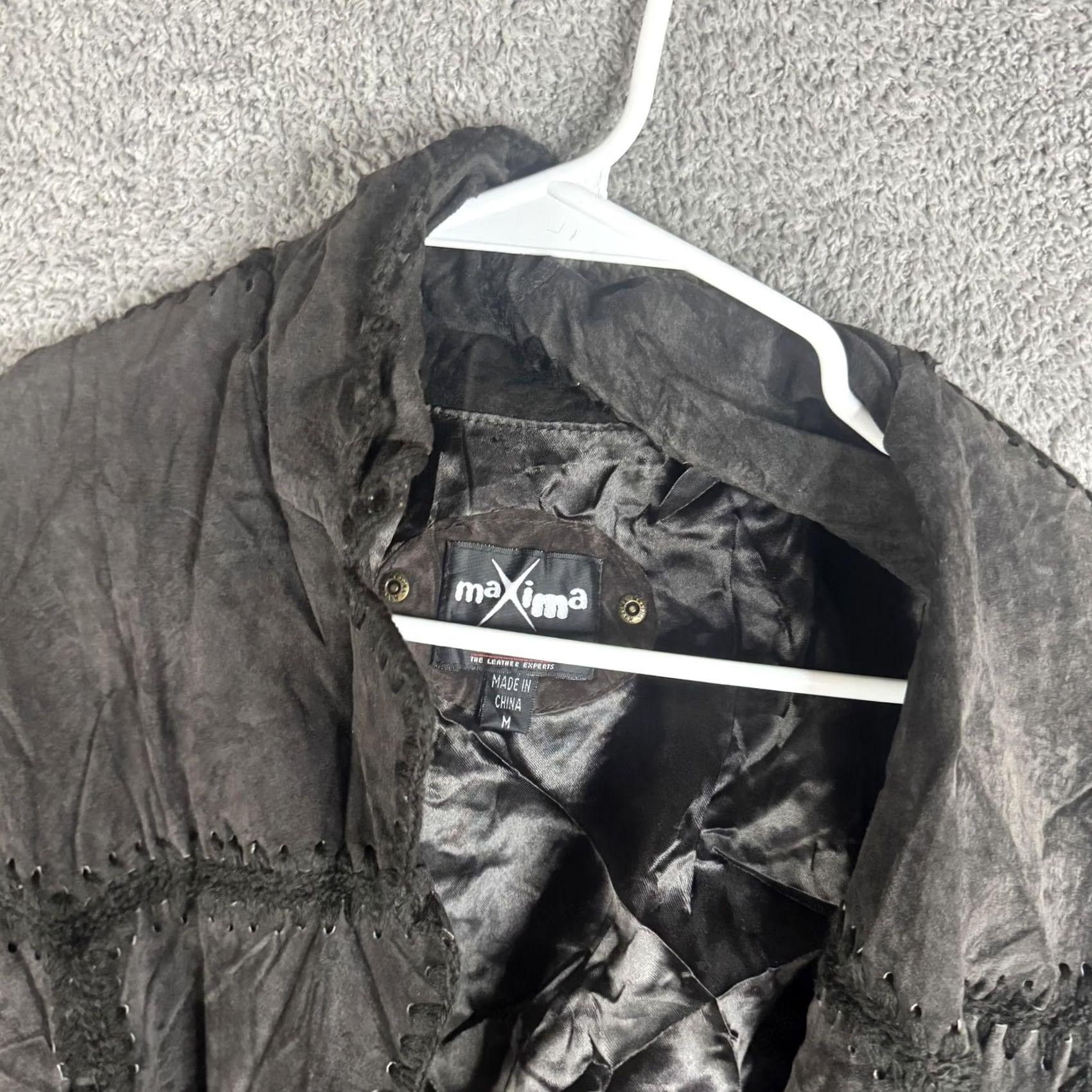 Vintage Maxima Leather Jacket Womens M Black Belted Tie Waist Lined Short Sleeve Collar Pockets Casual Vintage No Size M / US 6-8 / IT 42-44 - 7 Thumbnail