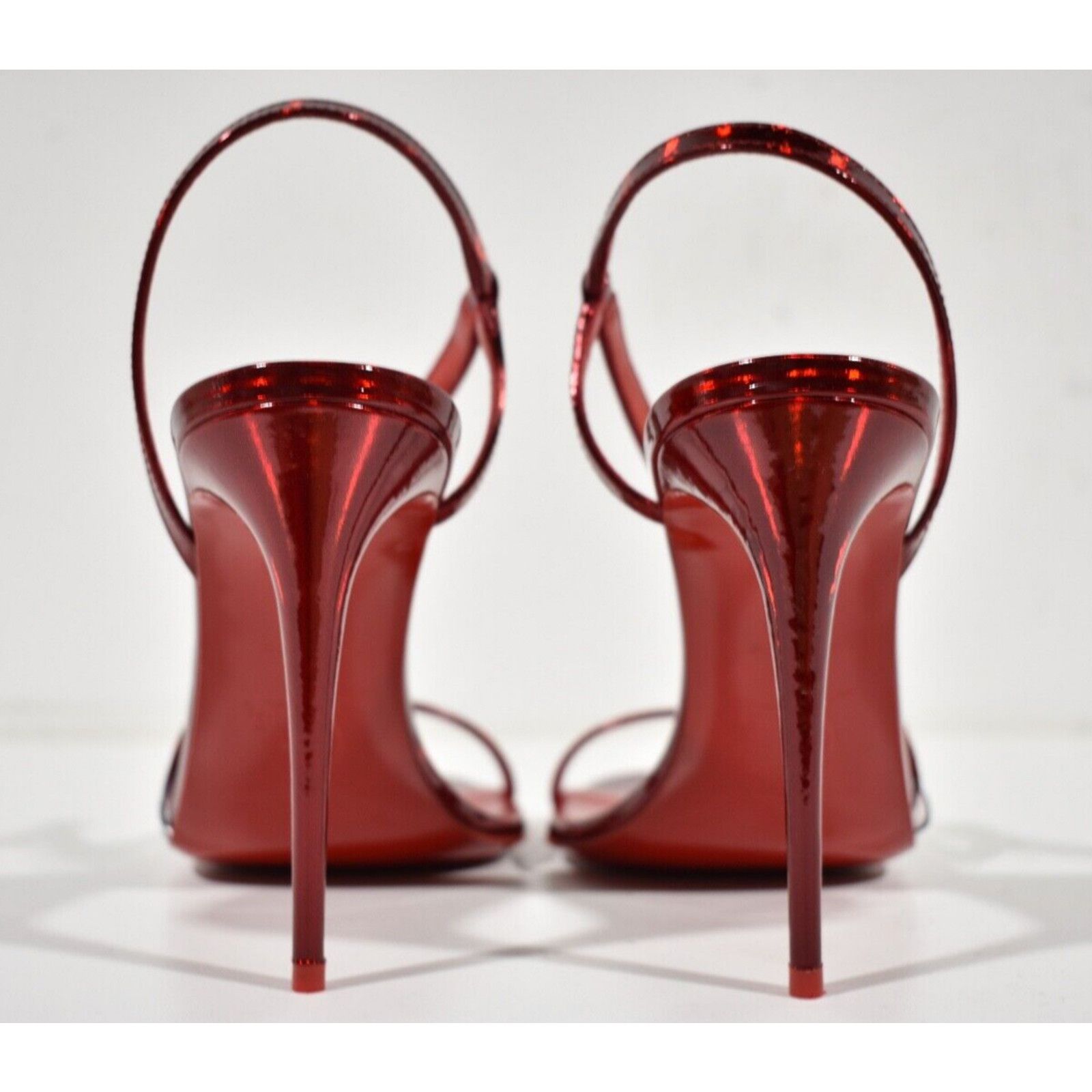 Christian Louboutin Rosalie 100 Red Patent PVC Ankle Strap Sandal Heel Pump 36.5 Size US 6.5 / IT 36.5 - 11 Thumbnail
