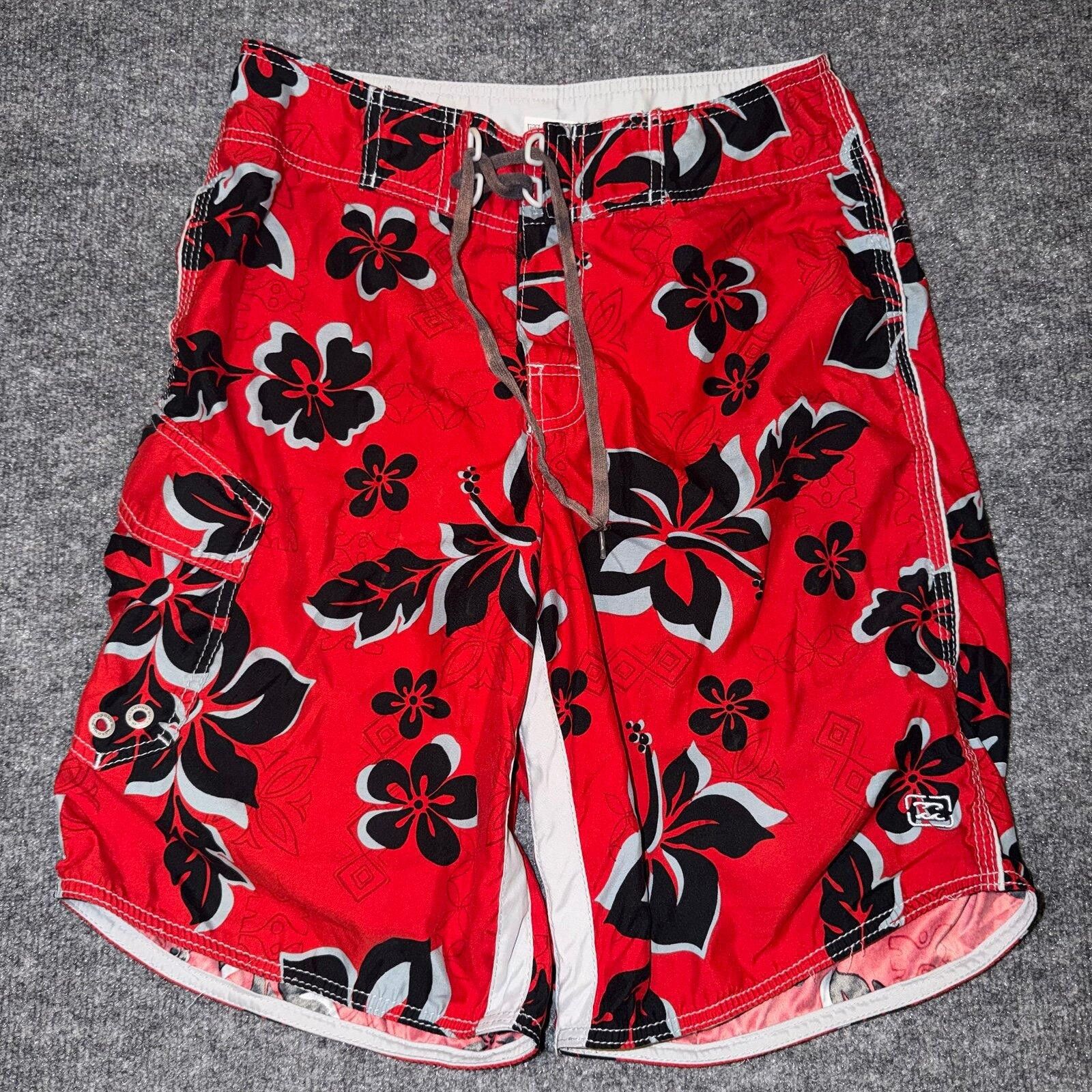 Billabong Billabong Red Floral Surf Board Shorts Mens SM 29 90s Rare Size US 30 / EU 46 - 1 Thumbnail