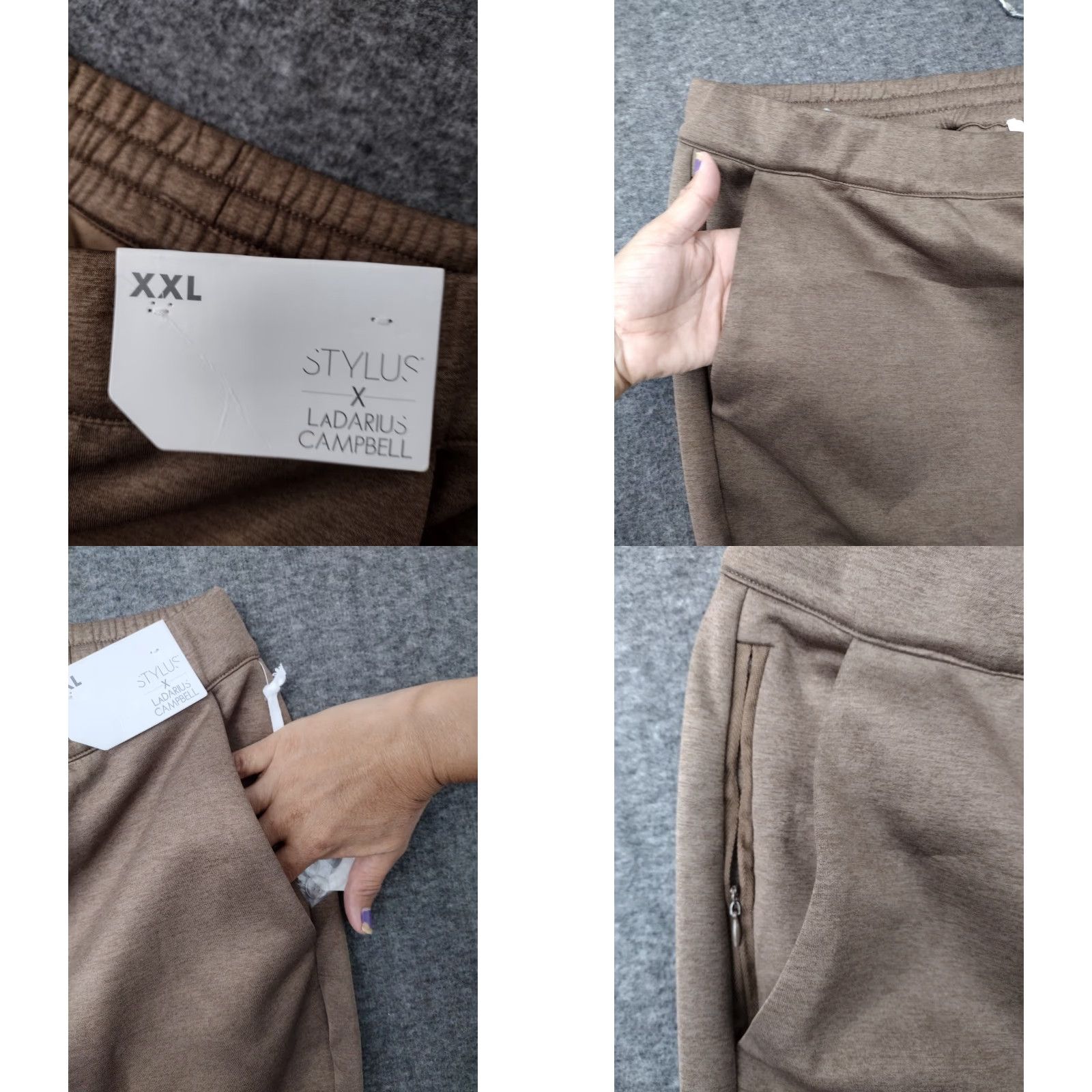 Vintage Stylus Ladarius Campbell Heather Warm Sand Flat Front Pants Men 2XL Relaxed Slim Stretch Flat Front Elastic Back Waist Casual Travel Size US 39 - 8 Thumbnail