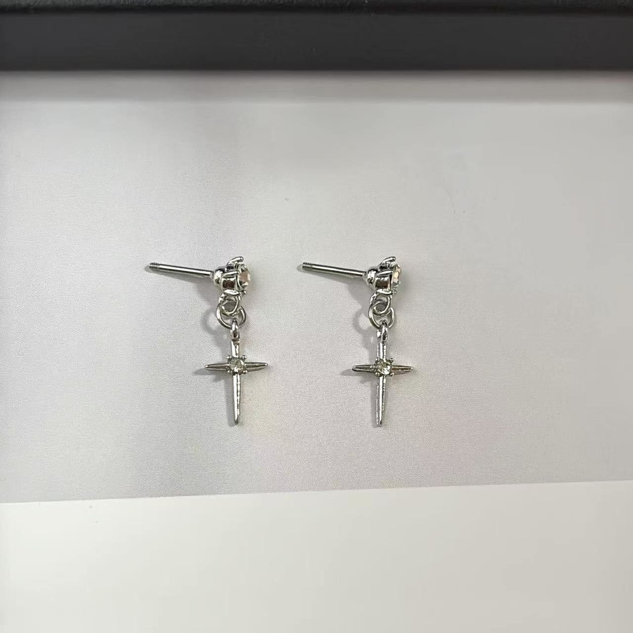 Other CZ Cross Dangle Drop Earrings for Men Women Hip Hop Unisex Size ONE SIZE - 3 Thumbnail