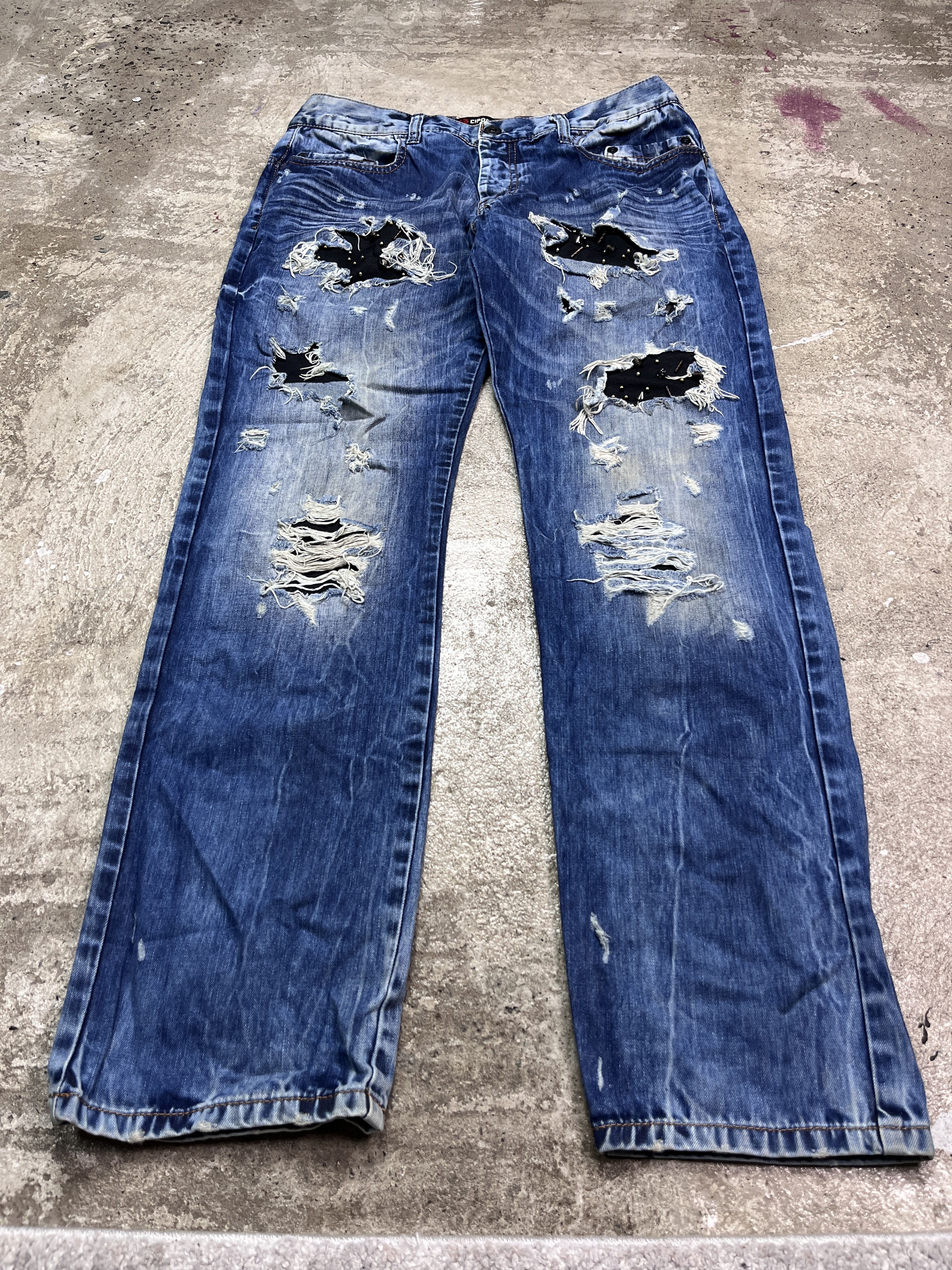Vintage BAGGY DISTRESSED BONDAGE FADED PANTS - LOT № 3161 Size US 34 / EU 50 - 1 Thumbnail