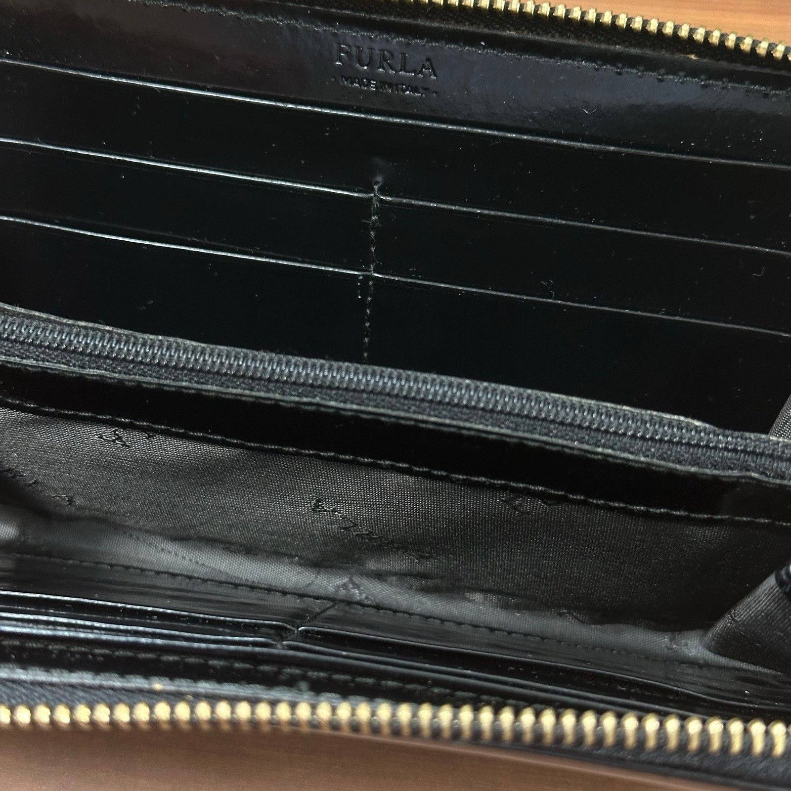 Furla Furla Black Patent Leather Zip Around Wallet Size ONE SIZE - 10 Thumbnail