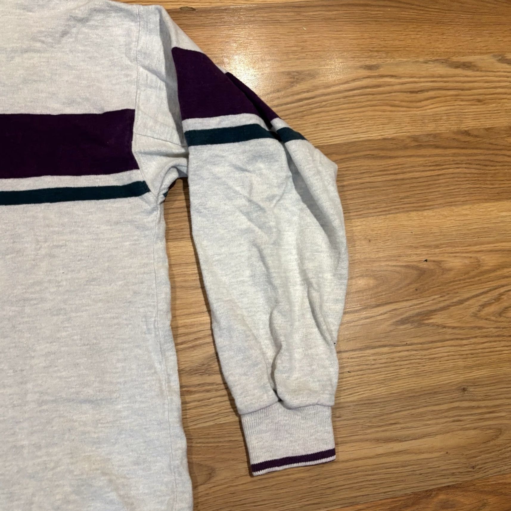 Vintage VINTAGE LL Bean Striped Sweatshirt Pullover USA Men’s XL Purple Gray Green Pattern: Solid Long Sleeve Mock Neck Pullover Sweatshirt Size US XL / EU 56 / 4 - 4 Thumbnail