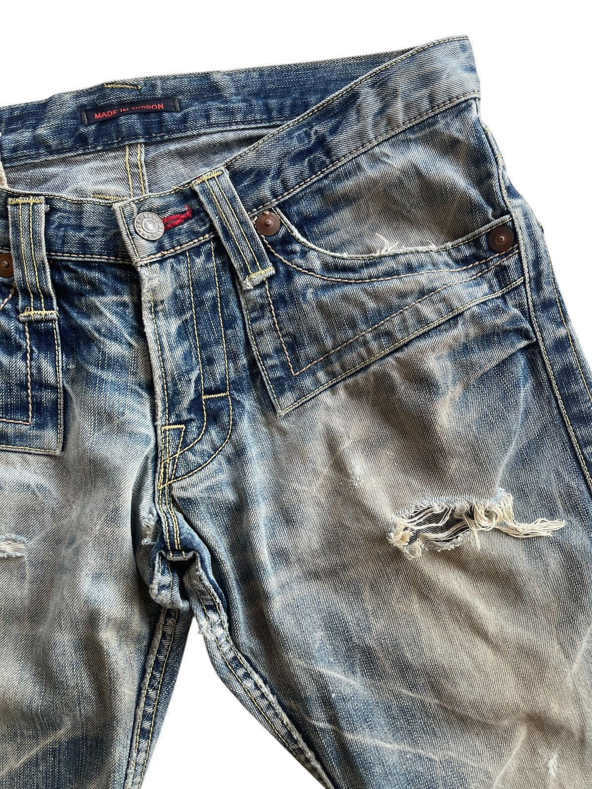 Japanese Brand SICK❗️ Japanese Blueway Rusty Distressed Flare Denim Size US 32 / EU 48 - 10 Thumbnail
