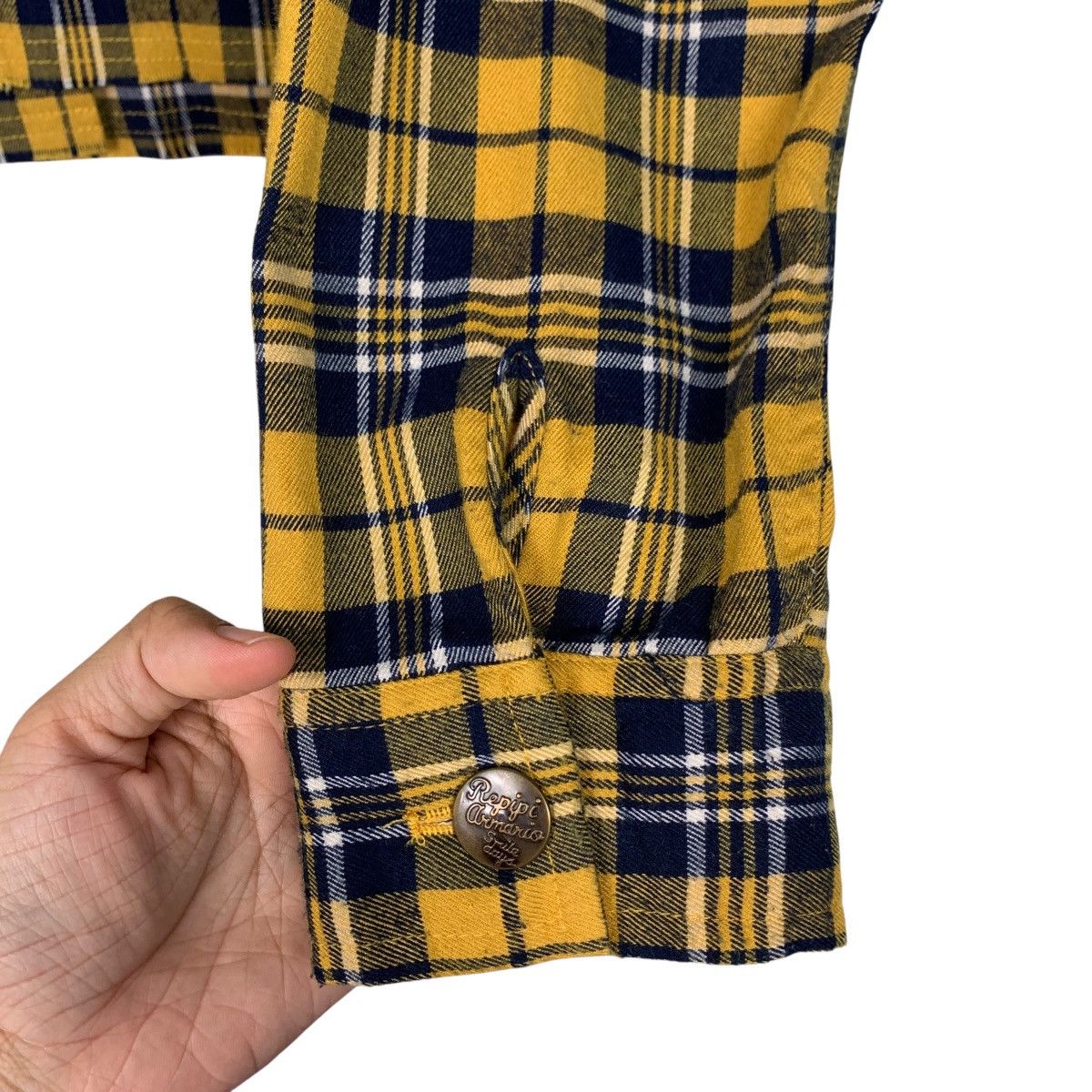 Japanese Brand REPIPI ARMARIO Yellow Check Crop Flannel Jacket #2600-C117 Size M / US 6-8 / IT 42-44 - 13 Thumbnail