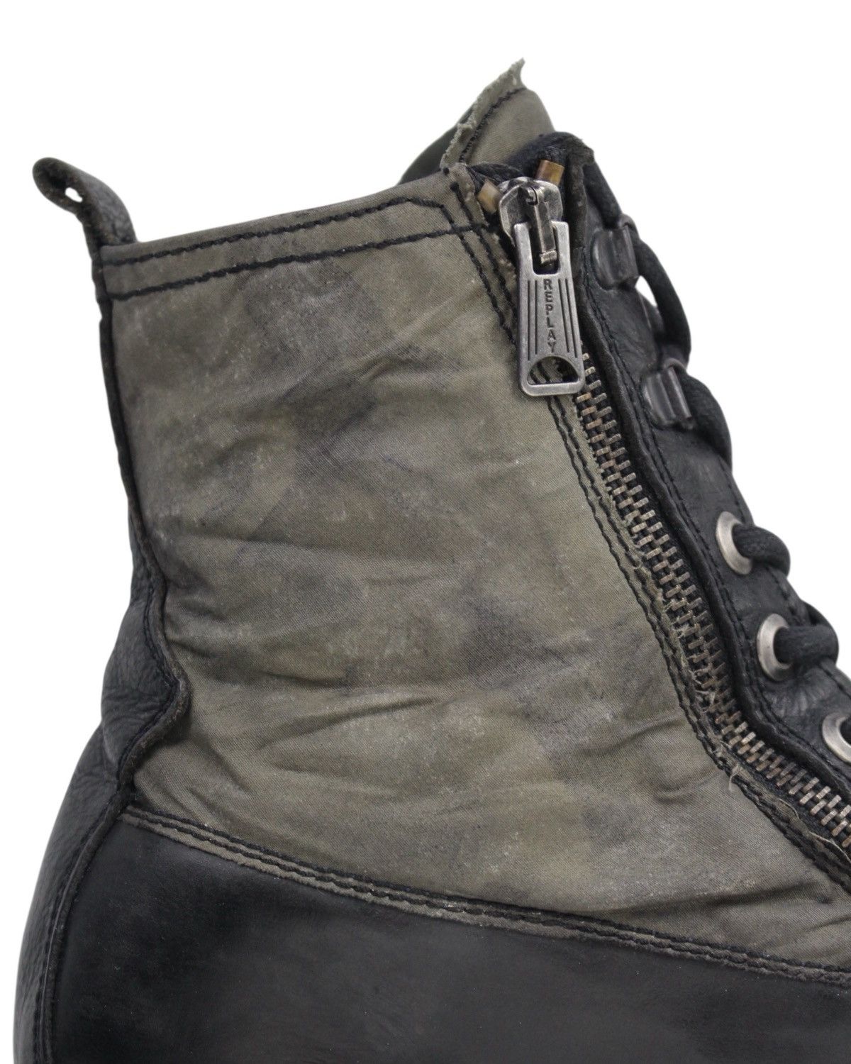 If Six Was Nine 2000S REPLAY WAXED SHADOWFIELD MILITARY ZIP BOOTS Size US 9 / EU 42 - 6 Thumbnail